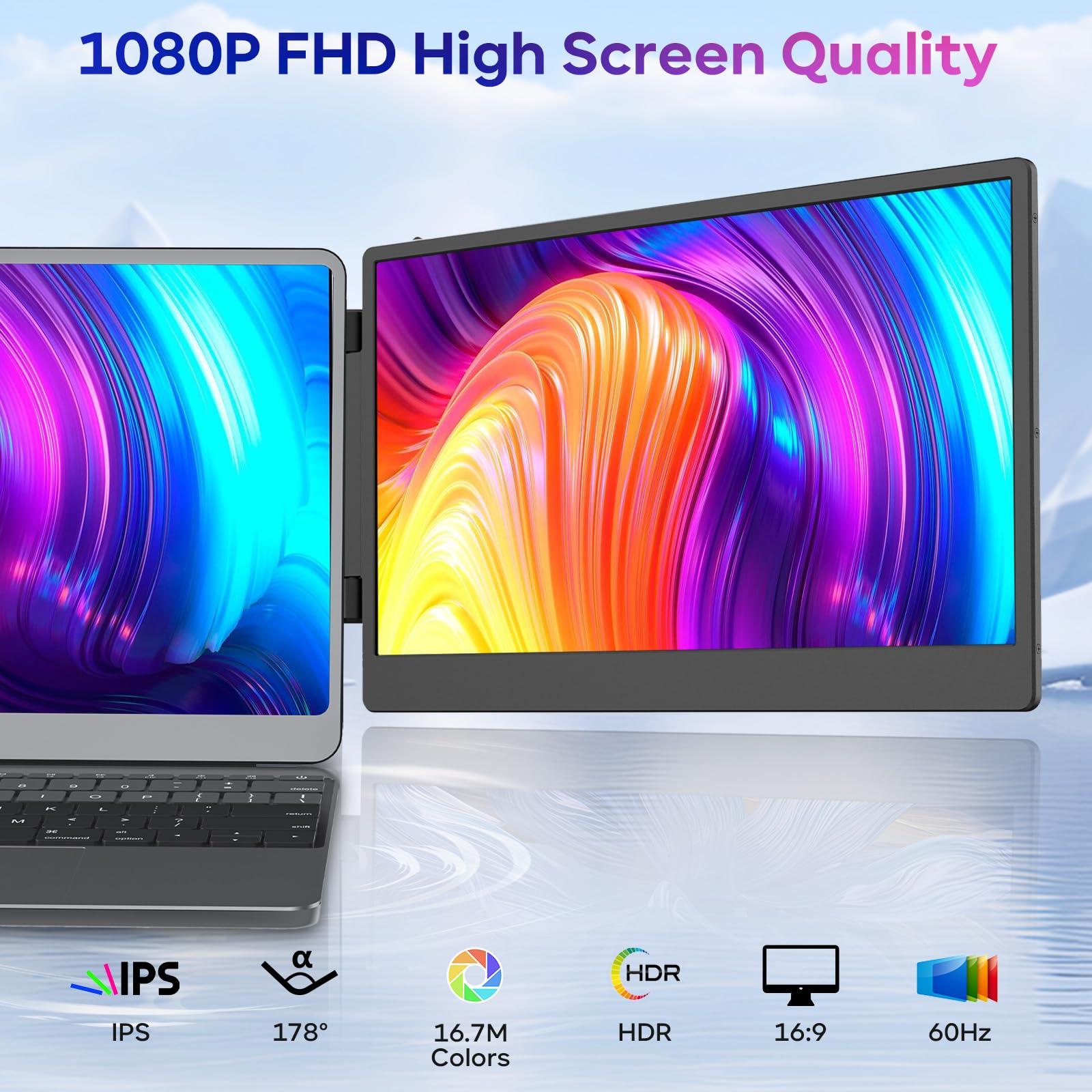 Zumwalt Portable Laptop Screen Monitors Extender - 14 1080P Fhd Portable Monitors With Adjustable Stand For 13-16.1 Laptop,