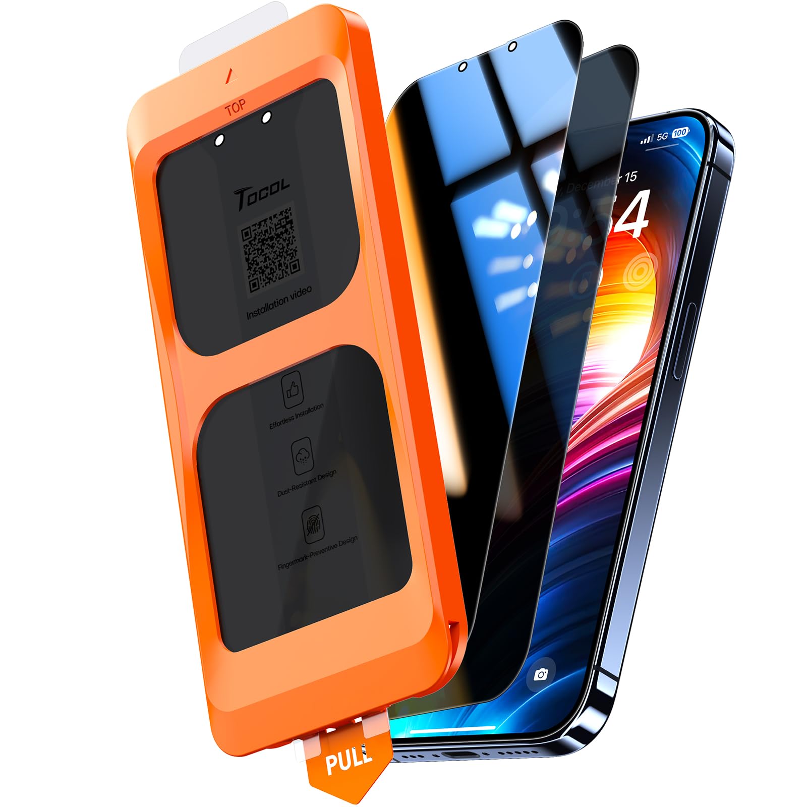 Tocol For Iphone 13 Pro Max / 14 Plus Privacy Screen Protector [True 25Anti Spy], [9H+ Hardness] Tempered Glass Full Coverage Sc