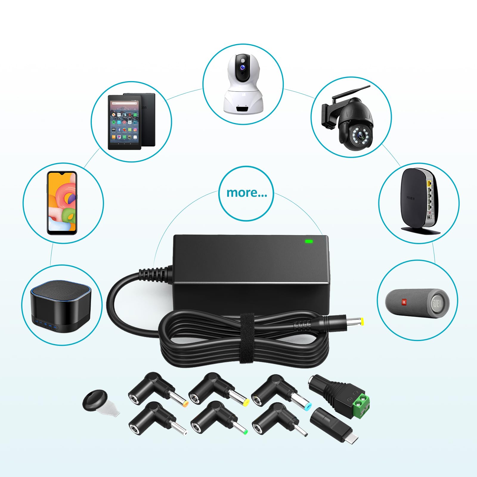 Powseed Universal 45W 5V 6V 7.5V 9V 12V 13.5V 15V Ac Dc Power Adapter For Household Electronics Routers Cctv Ip Cameras Speaker