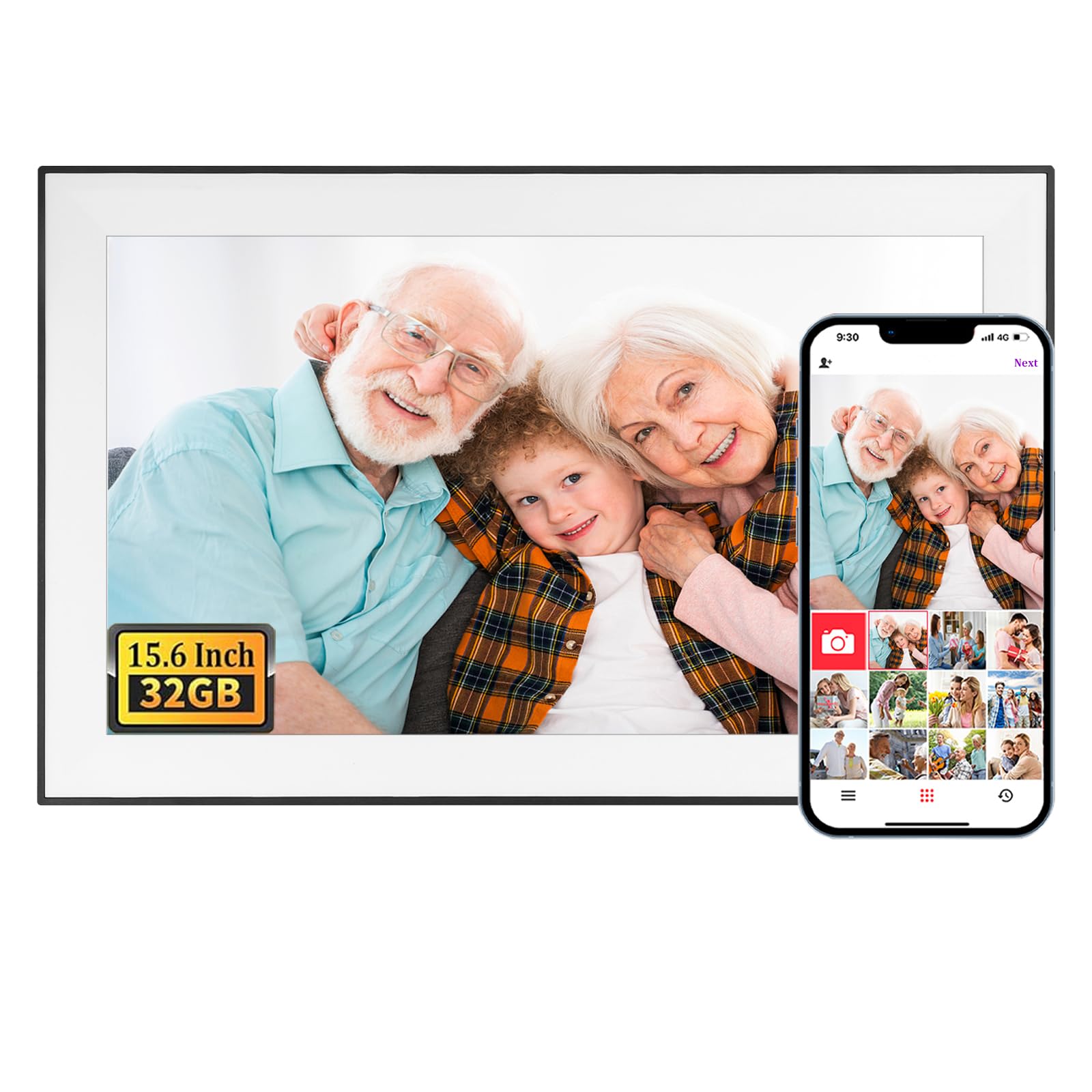 Svlibo 15.6 Inch Wifi Large Digital Picture Frame,1080P Fhd Ips Touch Screen Smart Photo Frame With 32Gb Storage, Easy Setup To