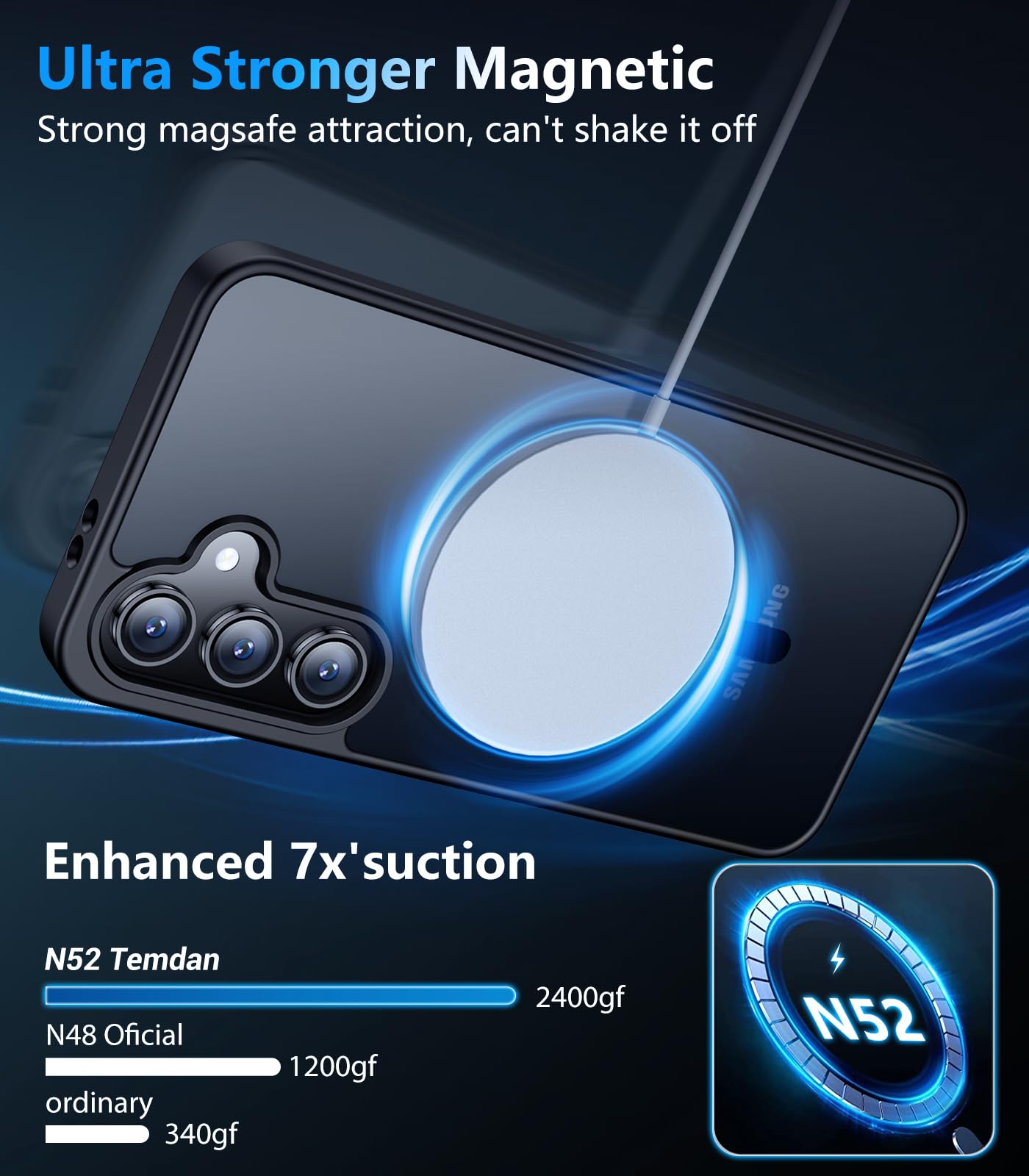 Temdan Magnetic For Samsung Galaxy S24 Fe Case, With [Tempered Glass Screen Protector][Compatible With Magsafe][Military Grade S