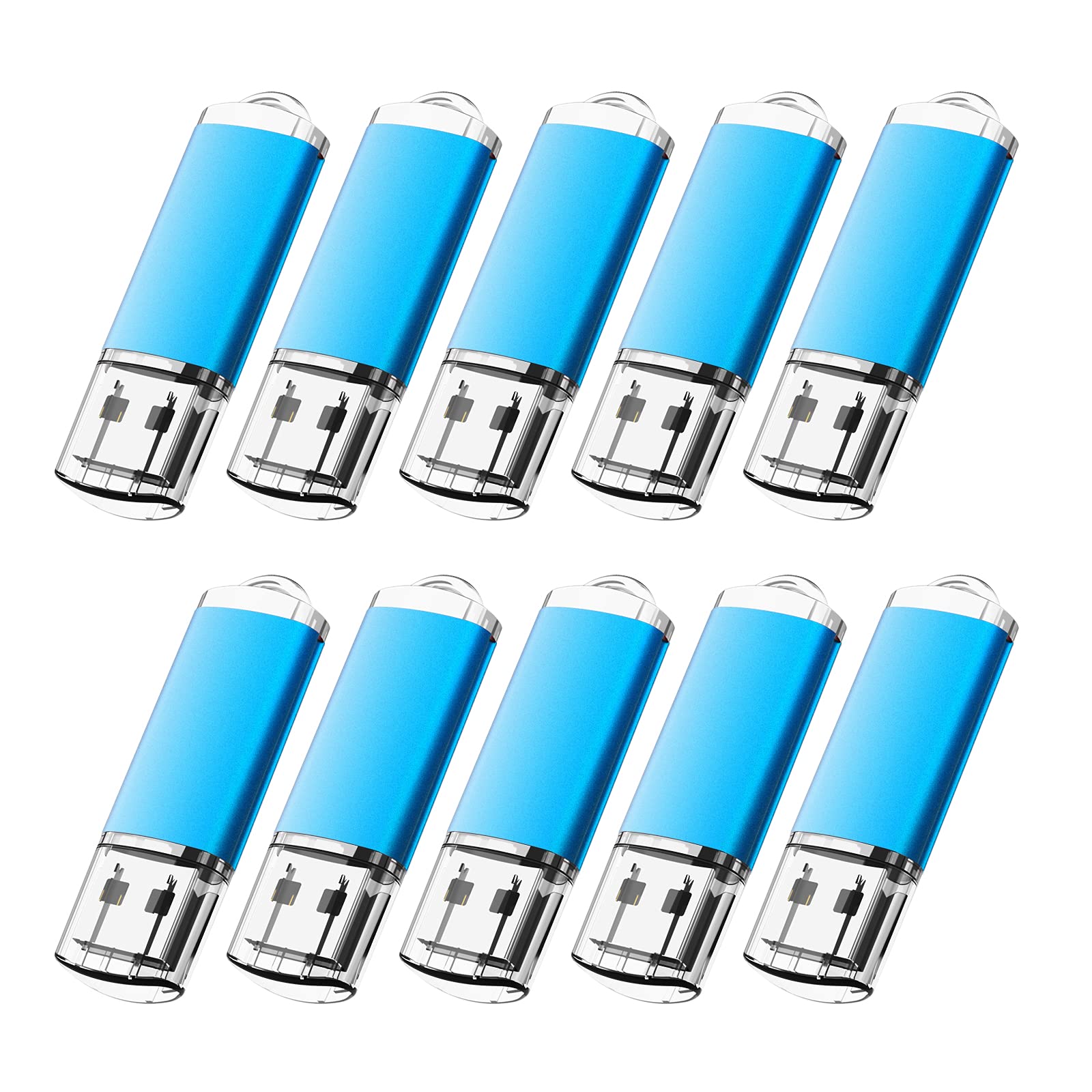 Kootion 1Gb Flash Drive 10 Pack Usb 2.0 Memory Stick Capped Jump Drive Thumb Drive, Blue