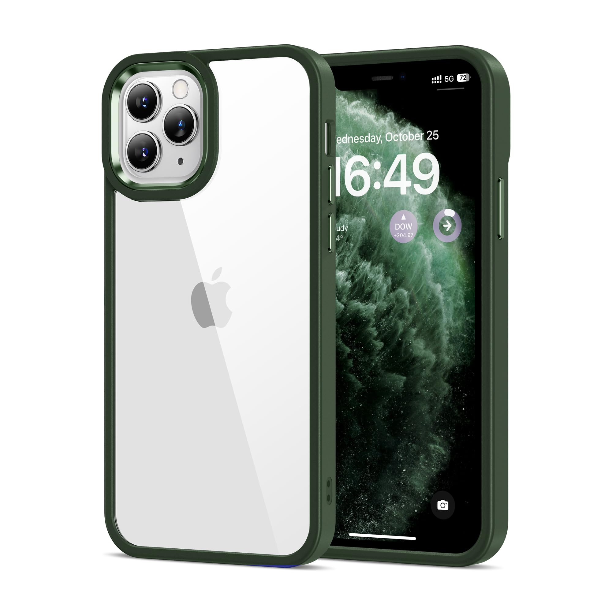 HOOMIL Case for iPhone 11 Pro 5.8-Inch, Non-Yellowing, Drop Protection, Anti-Scratch Transparent Hard Back Phone Cover - Green