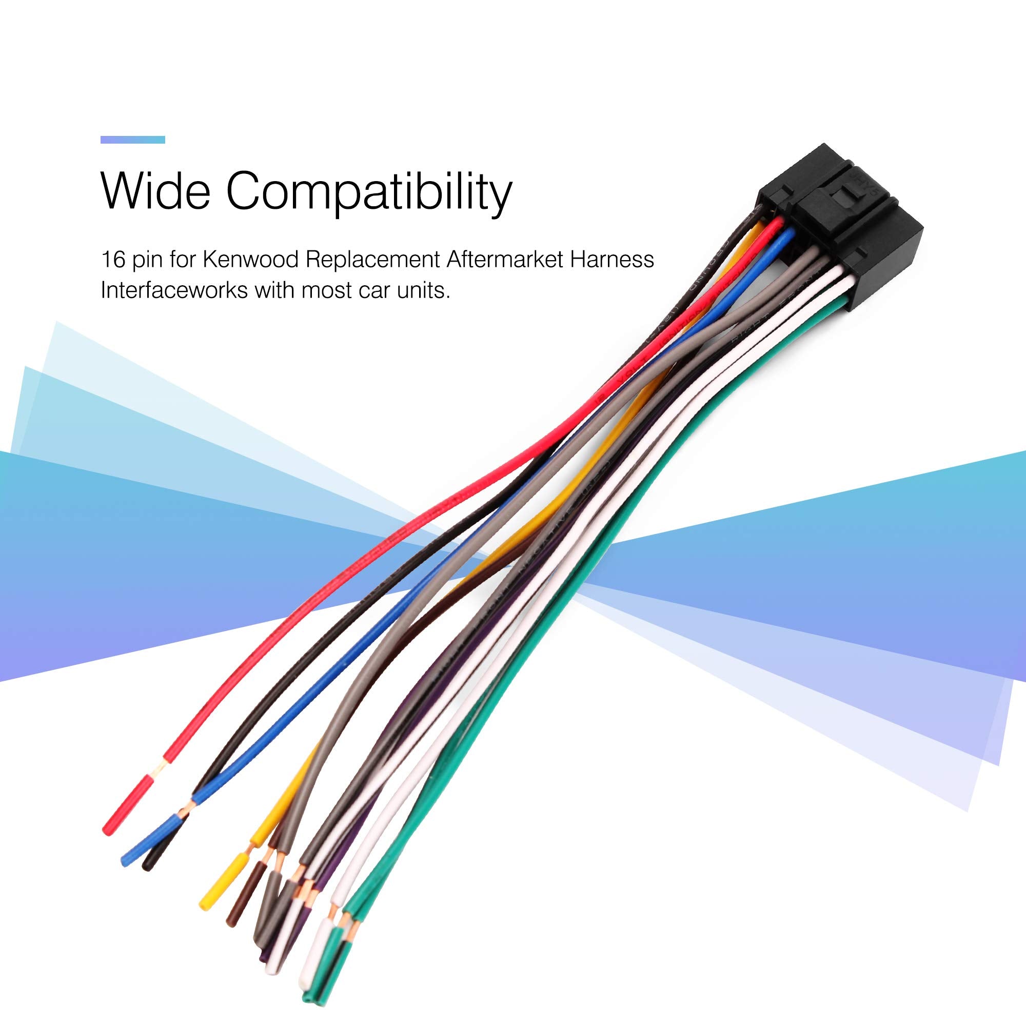 Rdbs 16 Pin Radio Stereo Wiring Harness Compatible With Kenwood Cd Dvd Navigation In Dash,Kenwood Car Stereo Wiring Harness,Xt91016