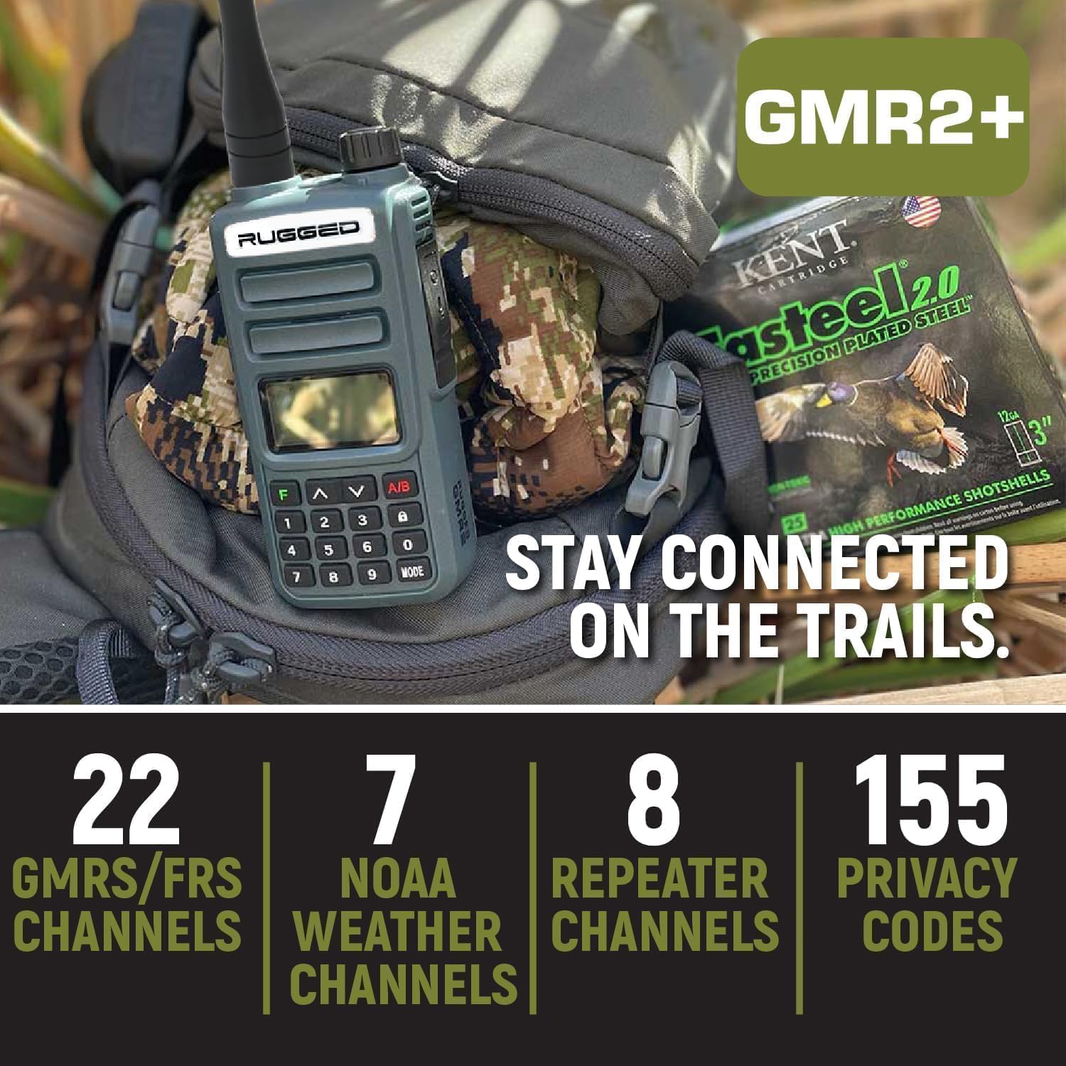 Rugged Gmrs Two Way Handheld Radio Walkie Talkie For Hiking Camping Overlanding Off Road - Features Long Range Noaa Weather Chan