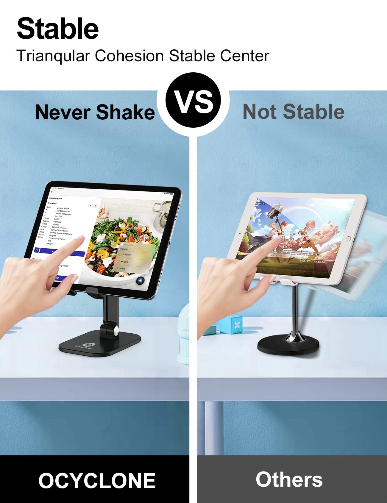 Ocyclone Phone Stand, Adjustable Height And Angle Foldable Cell Phone Stand Holder For Desk, Taller Iphone Stand Compatible With