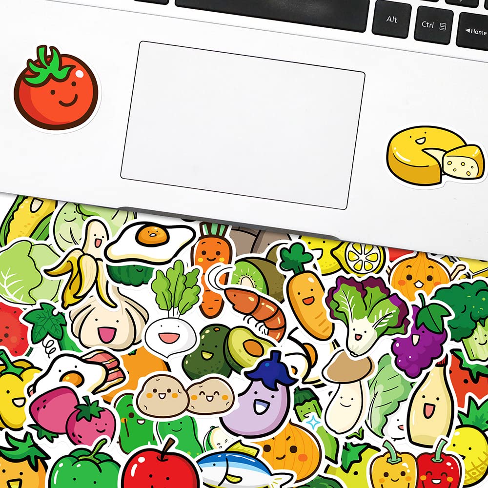 Various Cartoon Fruit & Vegetables(Tomatoes Lemon Onion) Stickers For Boy Girls Kids|50 Pcs|Cute Waterproof Vinyl Stickers For L