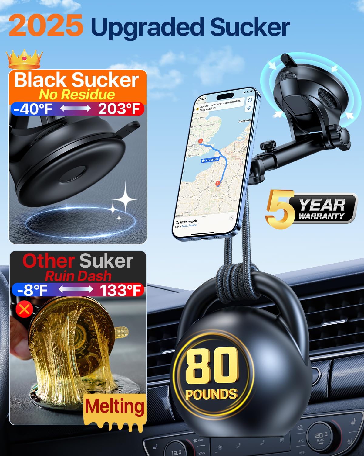 Htu For Magsafe Car Phone Mount Magnetic Phone Holder For Windshield Vent Dashboard Magnetic Suction Phone Mount For Iphone 16/1