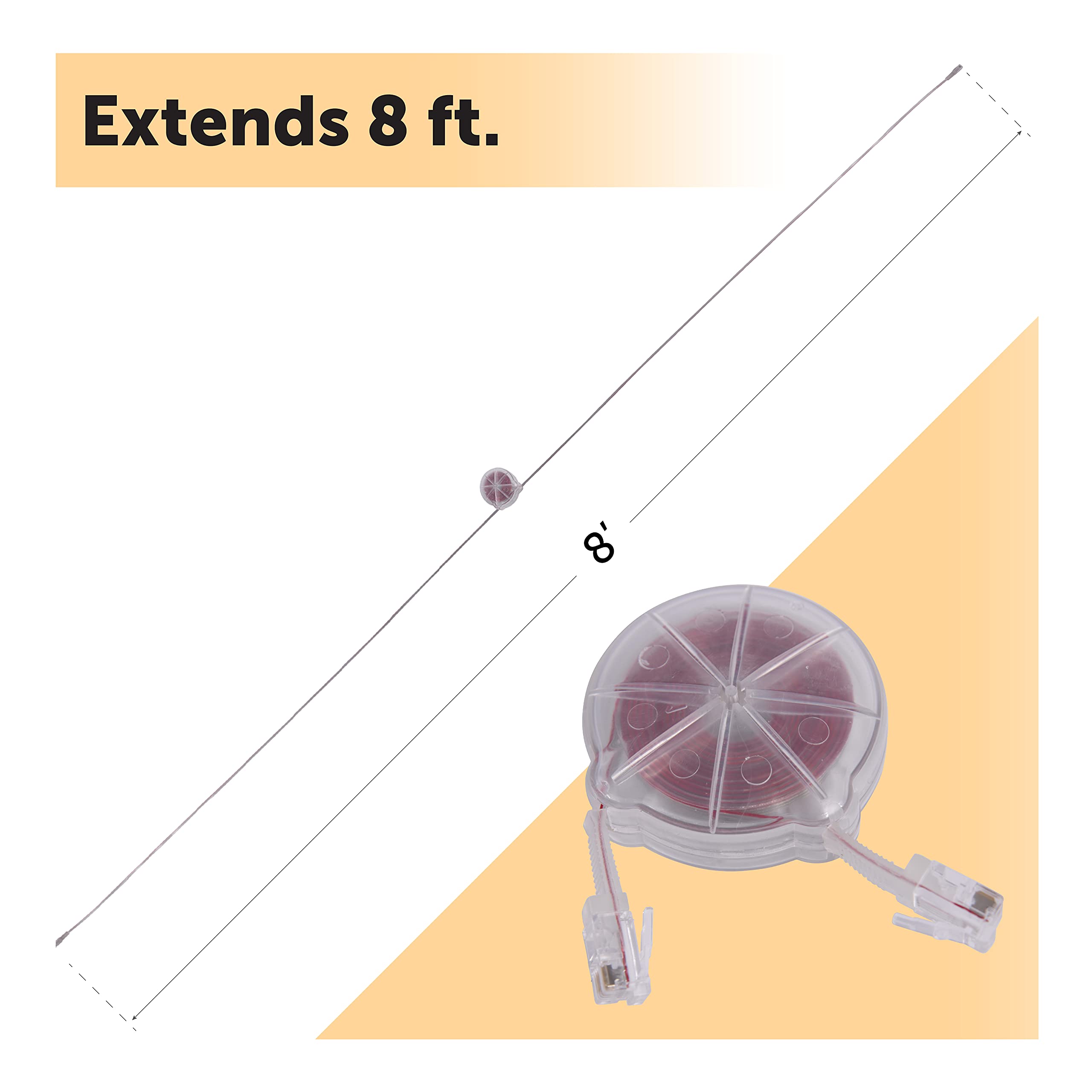 Softalk Clear Cord Manager Retractable Phone Cord Detangler Cable for Landlines and Office Telephones, 8ft Cord