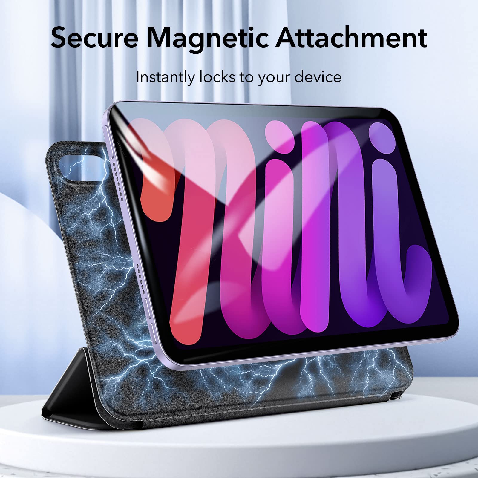 Esr For Ipad Mini 7 A17 Pro Case, Ipad Mini 7Th/6Th Generation Case (2024/2021), Slim Trifold Two Way Stand, Powerful Magnetic Attachment, Durable Protection, Supports Pencil Pro&Pencil(Usb C), Black