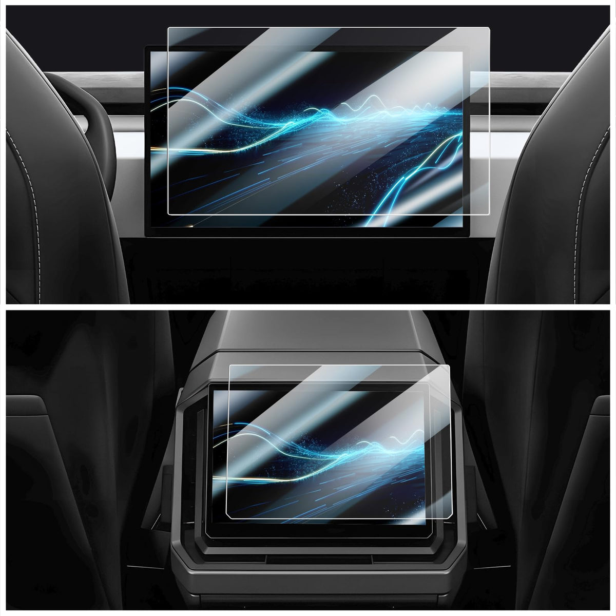 Cdefg 2 Pack For 2024 Tesla Cybertruck Screen Protector Compatible With 2024 Tesla Cybertruck Accessories Fit For Front And Back Screen, Tempered Glass Touch Screen Guard