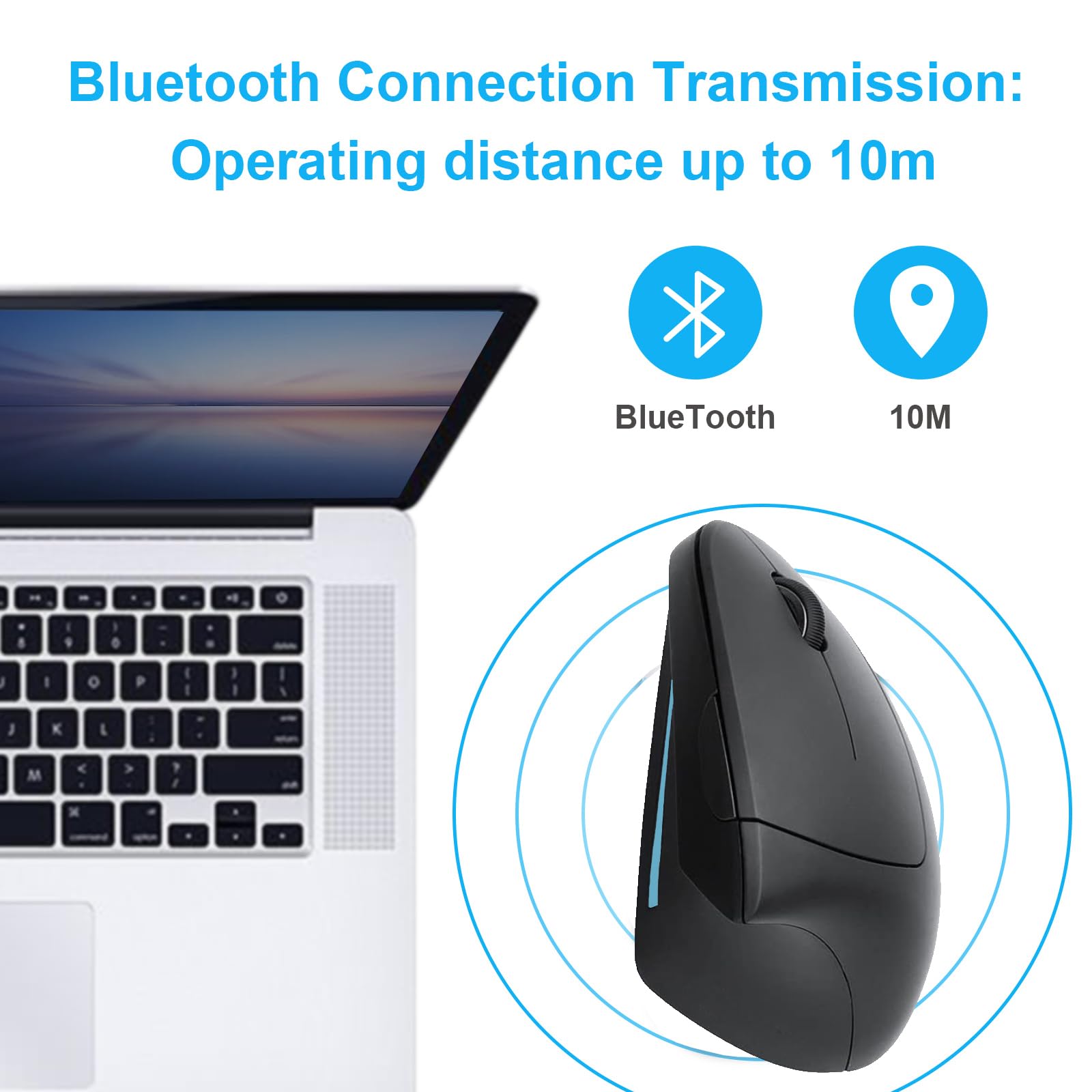 Ergonomic Mouse Vertical  Rechargeable 2.4Ghz Optical (Bluetooth+Usb+Usb C) Modes Wireless Mice  800/1200/1600Dpi 6 Buttons For