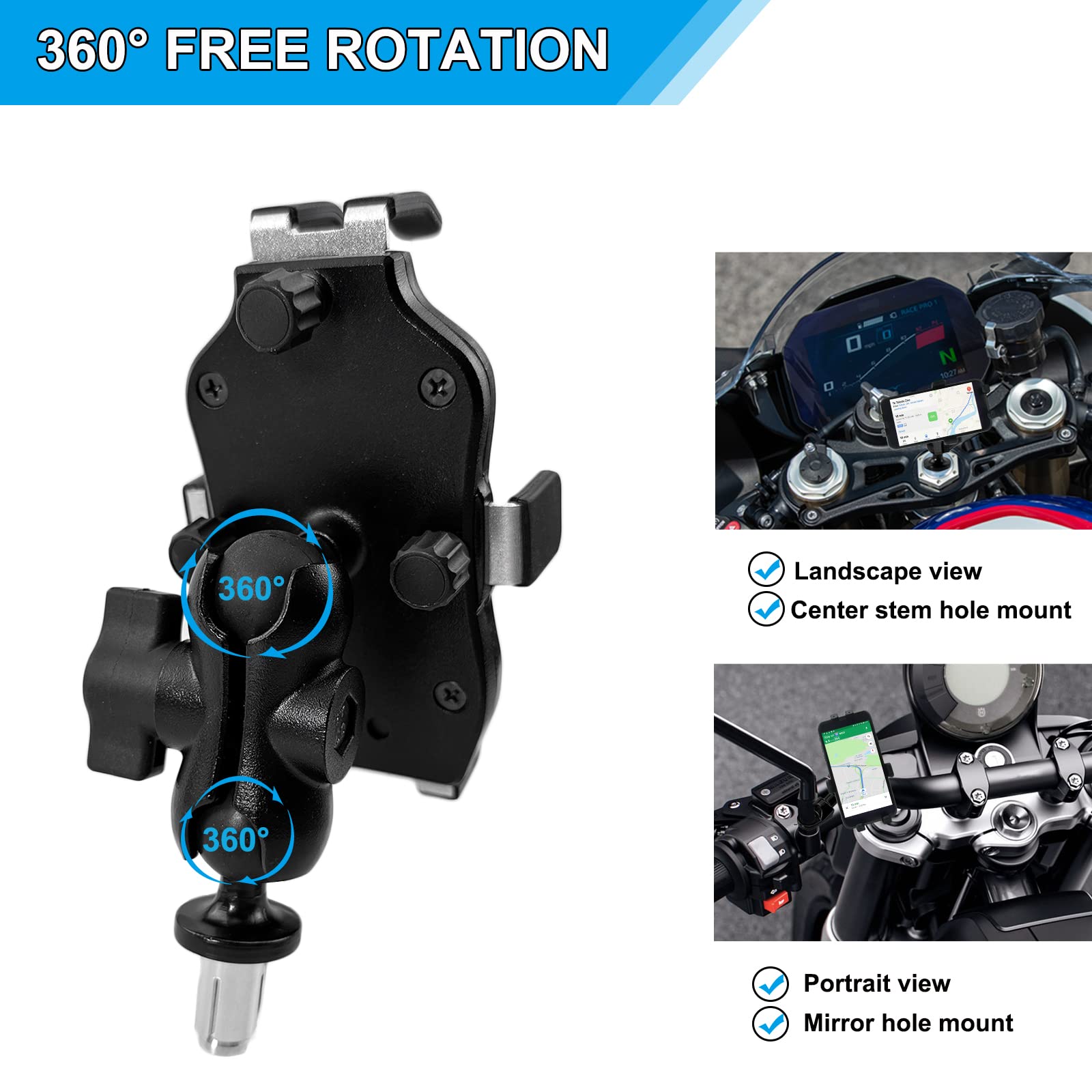 Gitobeha Motorcycle Phone Mount Fork Stem Mobile Phone Holder Gps Navigation Bracket Compatible With Hayabusa Gsx-R 600 750 1000