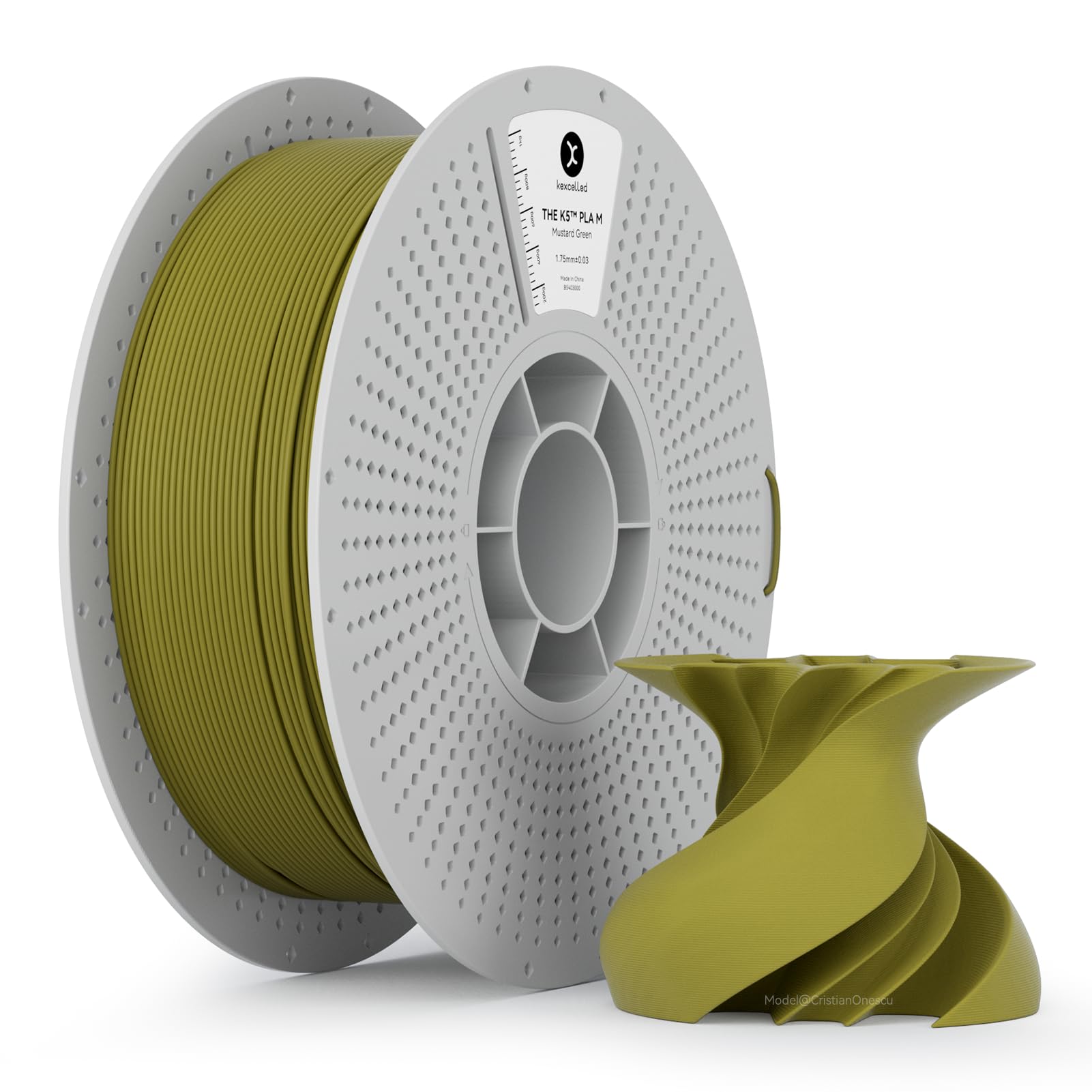 kexcelled Matte PLA Filament 1.75mm,Matte Light Olive Green PLA 3D Printer Filament 1kg Reusable Spool (2.2lbs) with +/-0.03mm A