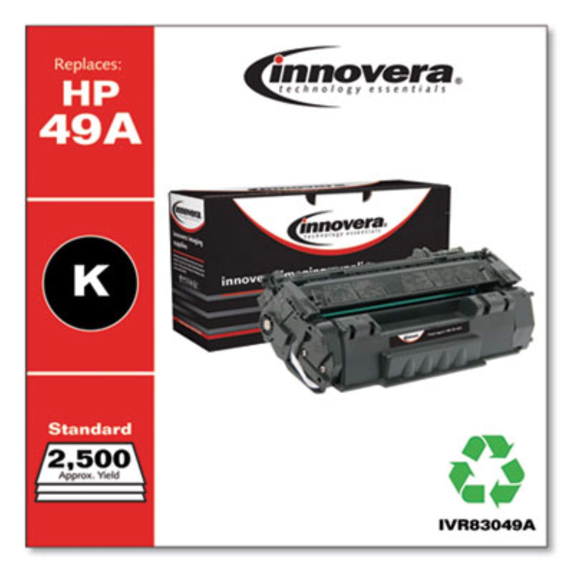 Innovera 83049A Compatible, Remanufactured, Q5949A (49A) Laser Toner, 2500 Yield, Black