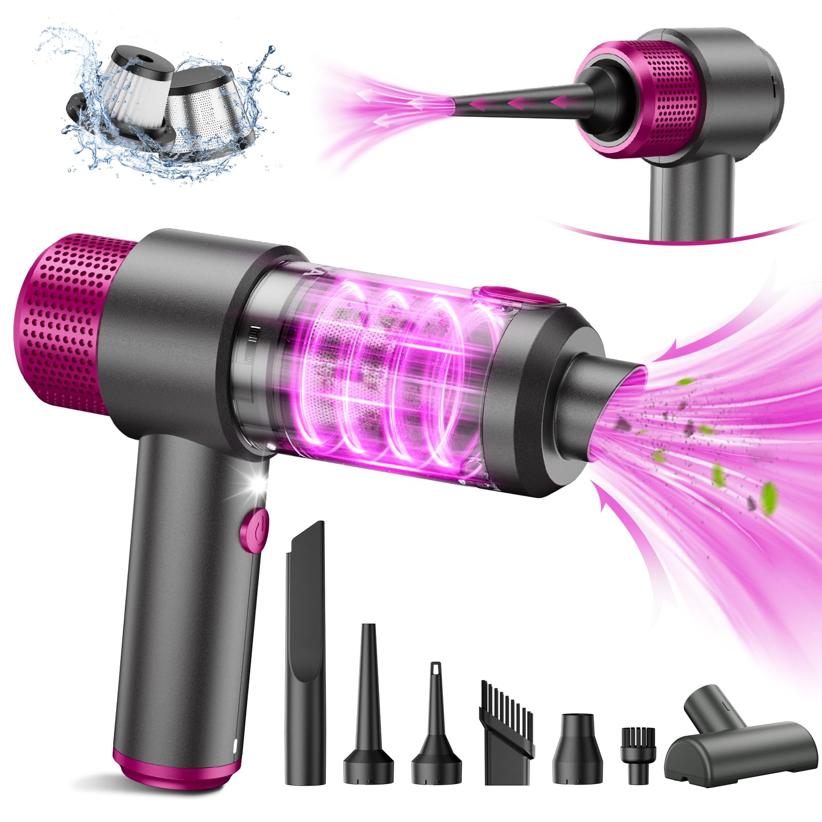 Eyya Handheld Car Vacuum Cleaner Cordless, 15000Pa High Power Car Vacuum Cleaner & Air Duster, 4 In 1 Portable Mini Car Vacuum C