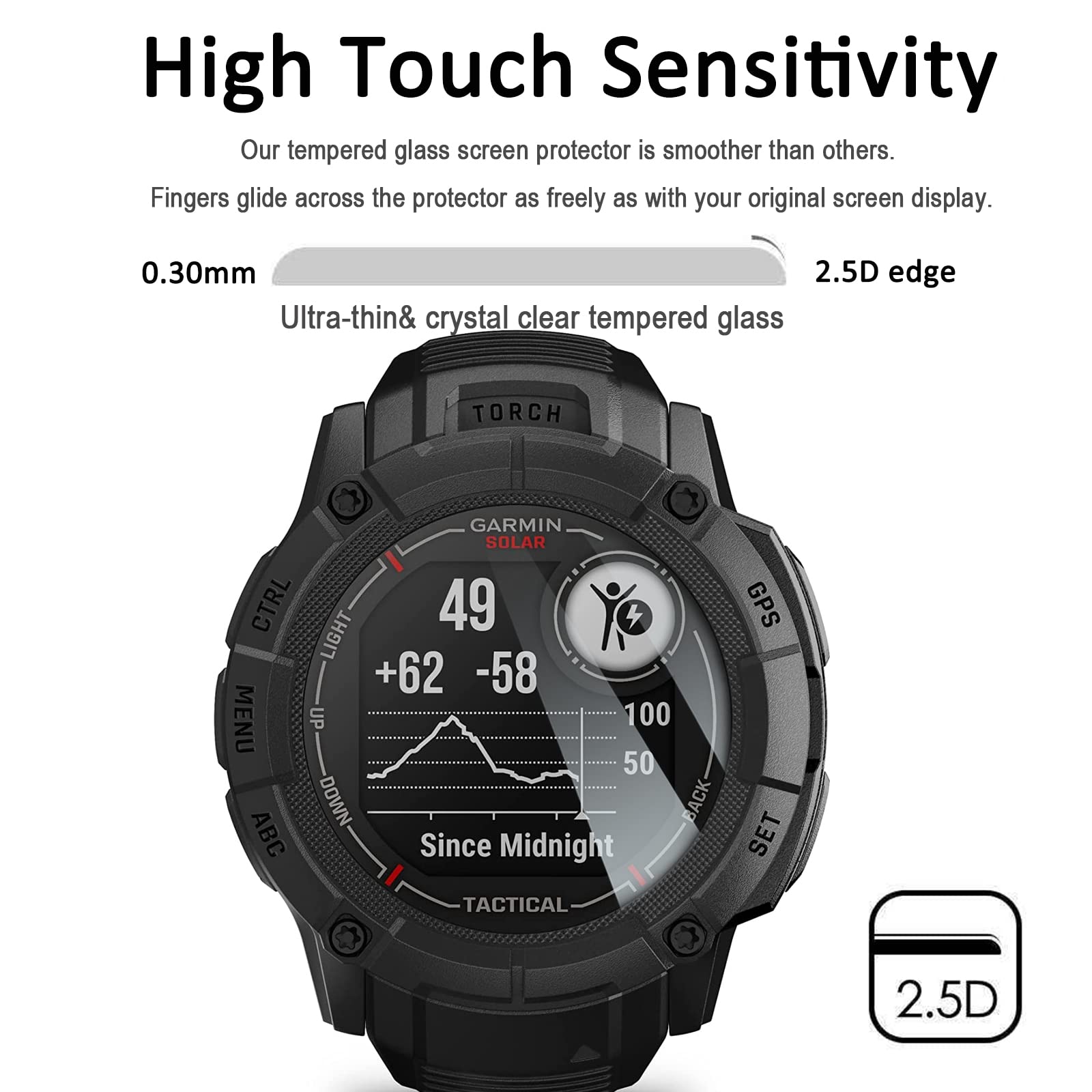 Miimall [10+2 Pack] Compatible For Garmin Instinct 2X Screen Protector And Charger Port Protector, Anti Dust Plugs + Anti Scratc