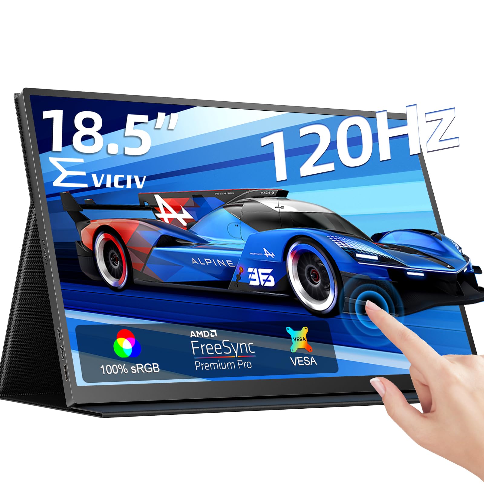 EVICIV 18.5    Portable Monitor Touchscreen | 120HZ 1ms Gaming Monitor | FreeSync, HDR | 400Nits | 1080P FHD IPS | 100% sRGB | V