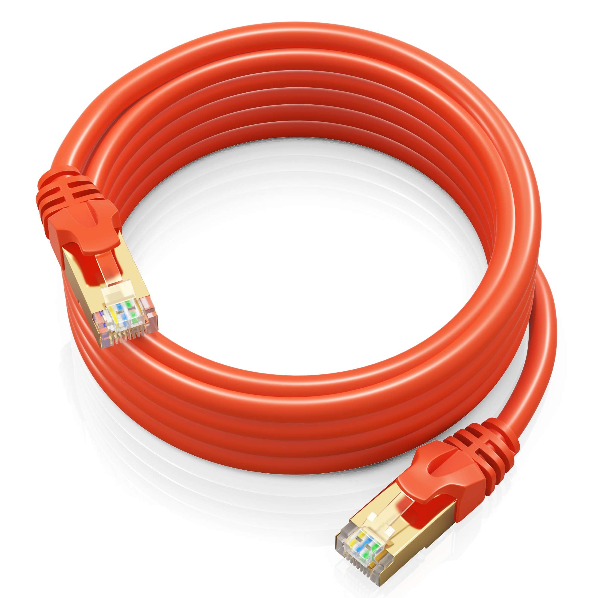 Cat 7 Ethernet Cable 12 ft  HighSpeed Internet & Network LAN Patch Cable, RJ45 Connectors  12ft / Orange  Perfect for Gaming