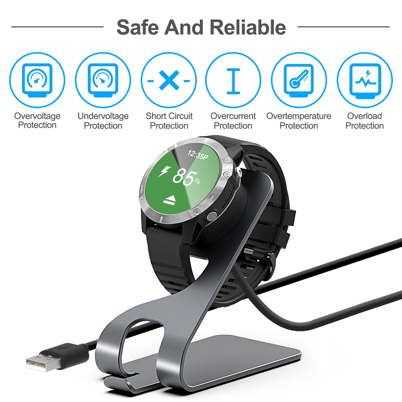 Charger For Garmin Instinct/For Garmin Vivoactive 3 4/For Fenix 5/For Fenix 6, Magnetic Charger Station With 5Ft Usb Cable For Garmin Venu/For Garmin Forerunner 745/945/935/245/For Garmin Approach S60