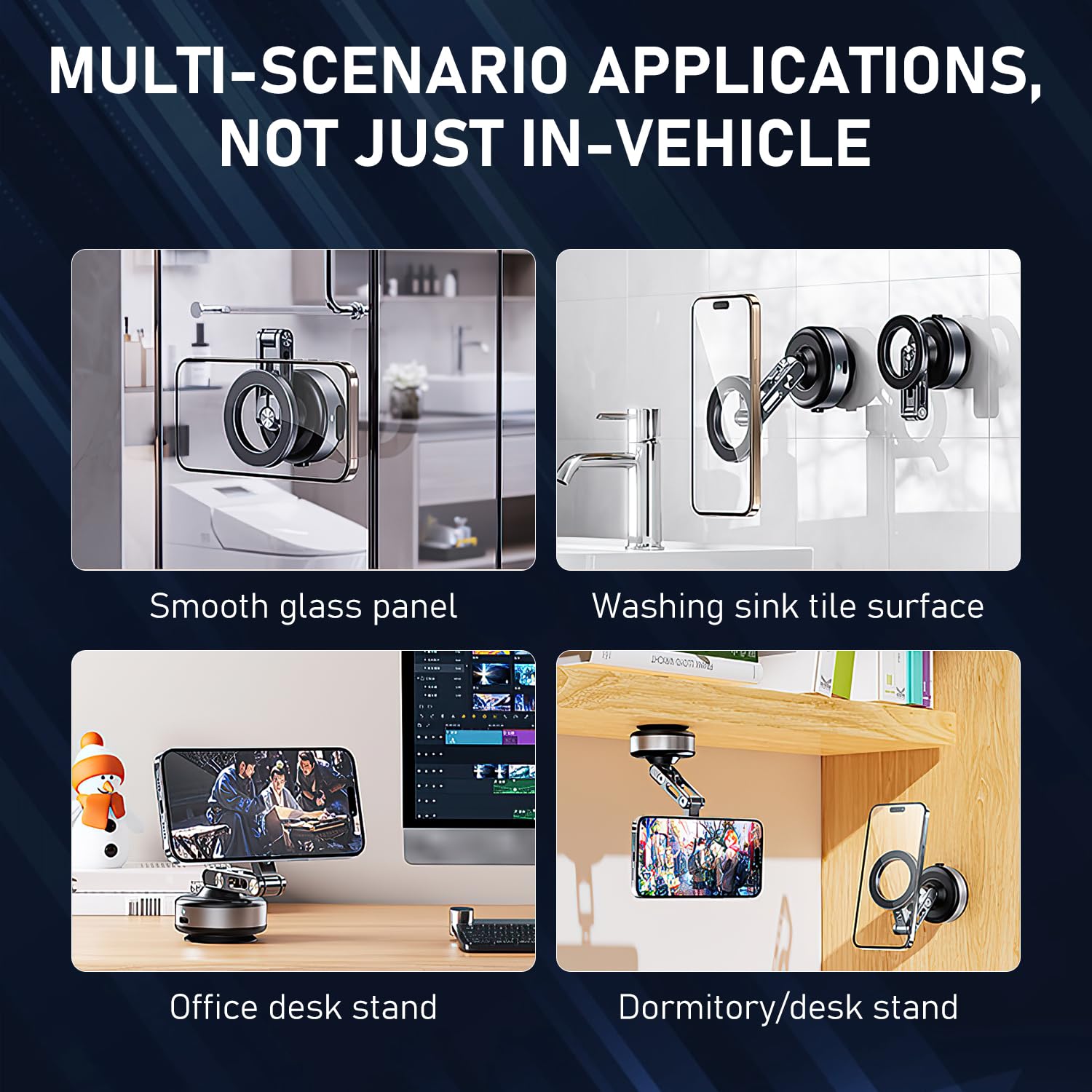 Vacuum Magnetic Car Phone Mount, 360 Adjustable Suction Cup Phone Mount, Foldable Smart Double-Sided Magnetic Phone Holder, From