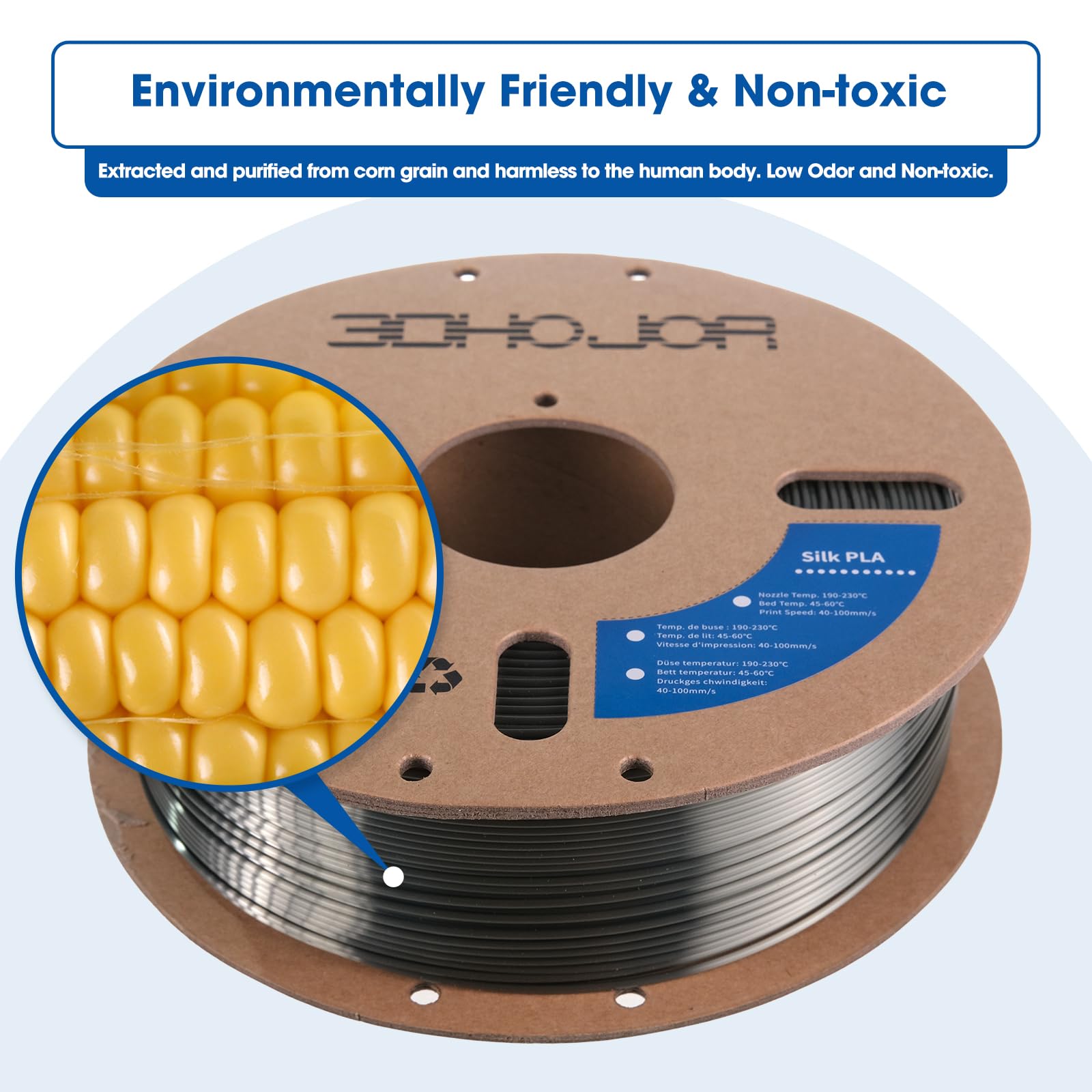 3Dhojor Silk Pla Filament 1.75Mm, Silk Pla 3D Printer Filament, 2.2 Lbs (1Kg) Cardboard Spool, Fit Most Fdm 3D Printer, Silk Bro