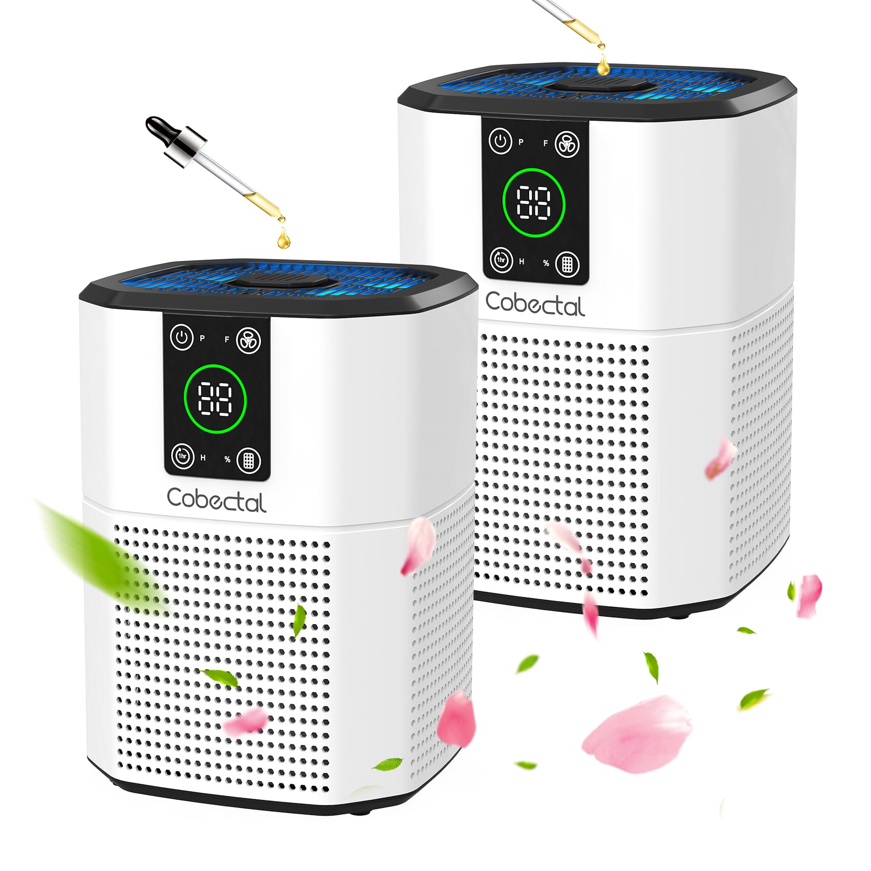 2 Pack Air Purifier for Home Bedroom, Cobectal Room Air Cleaner with H13 True HEPA 3-in-1 Filter, Aroma Function & Sleep Mode, D