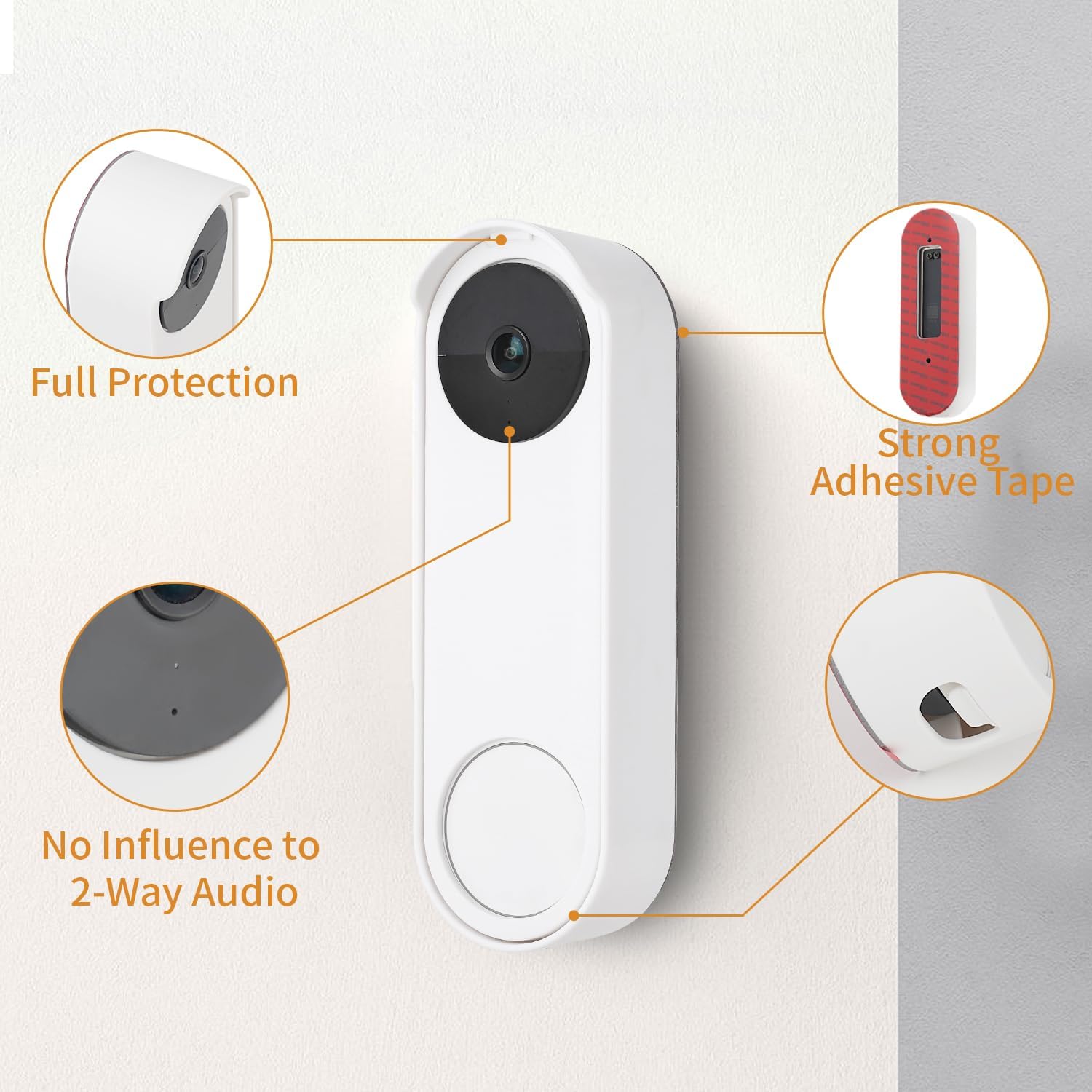 Wochel No Drill Mount For Google Nest Doorbell (Battery), Adhesive Doorbell Mount Bracket, Easy Installation For Nest Doorbell S