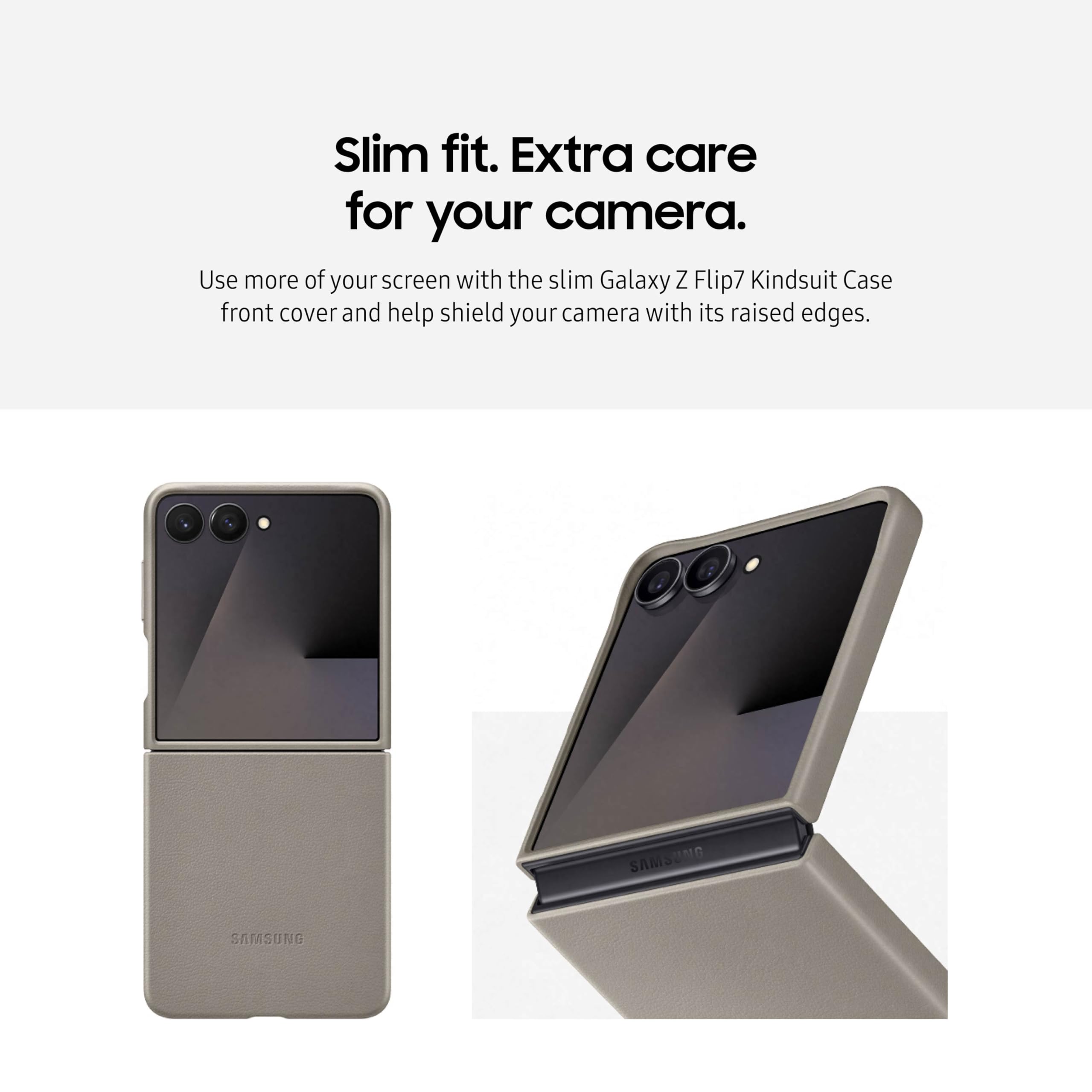 Samsung Galaxy Z Flip7 Kindsuit Phone Case, Textured Feel, Protective Cover, Soft Inner Lining, Us Version, Taupe