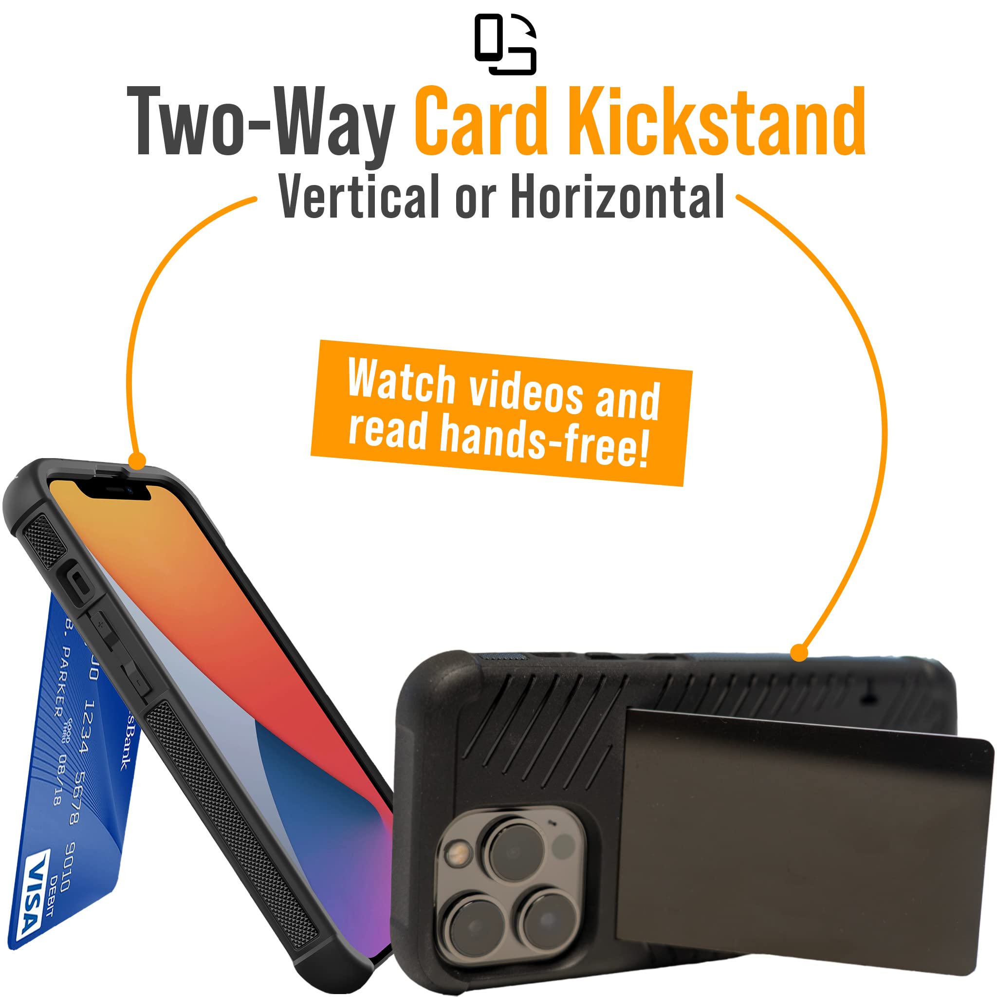 Scooch For Iphone 13 Pro Max Case With Card Holder, Wingmate Wallet Case With Hidden Card Slot And Rfid Protection For Up To 4 C