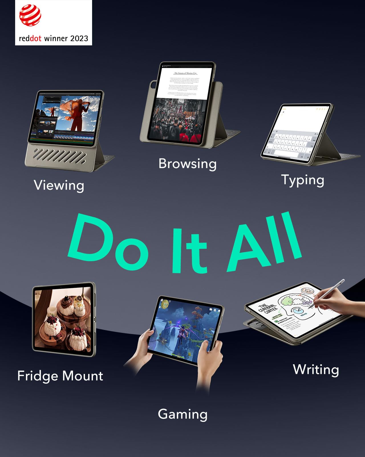 Esr For Ipad Air 13 Inch Case (2025/2024) M3/M2, Removable Magnetic Cover, Adjustable Portrait/Landscape Stand With Raised Screen View, 9 Standing Angles, Shift Series, Titanium