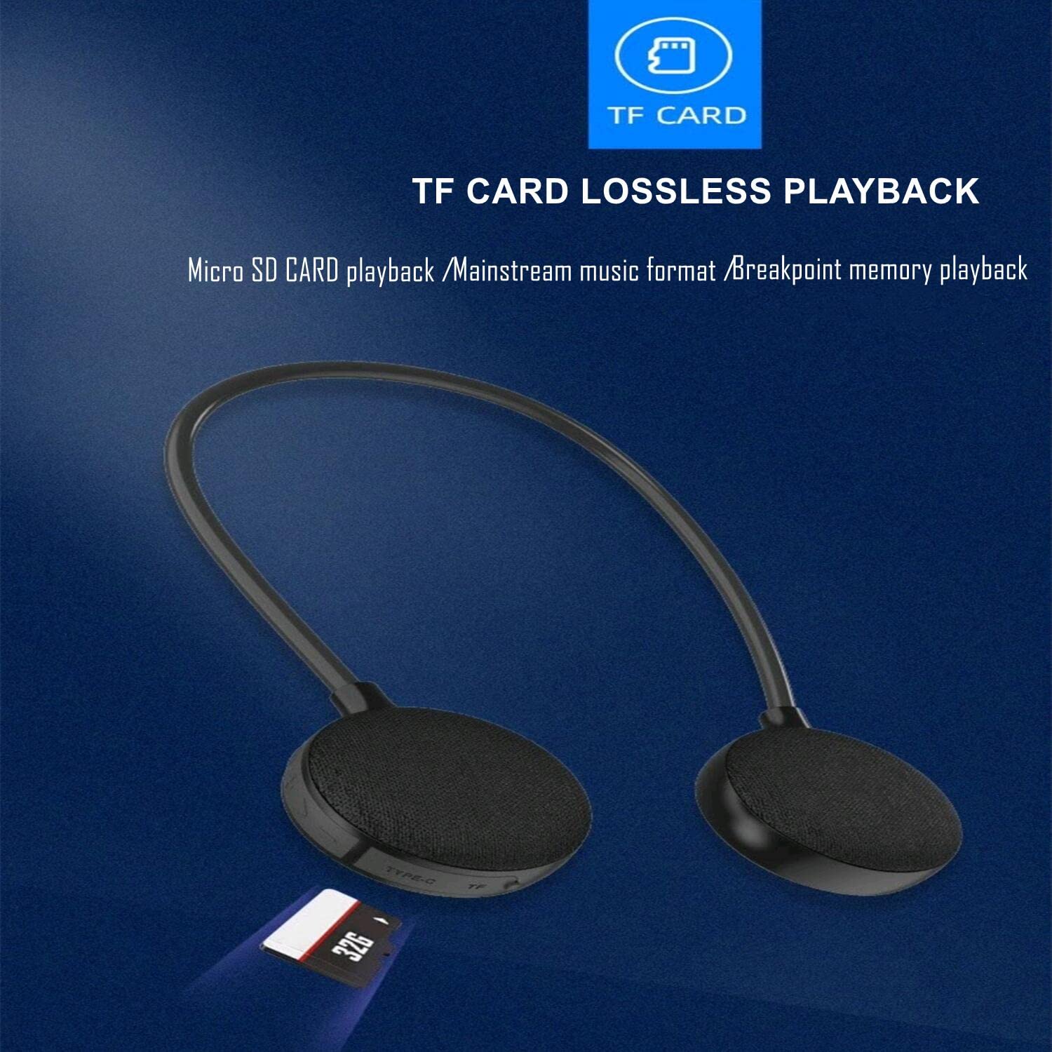 Vanpeuso Neckband Bluetooth Speaker   Ebs 906, Bluetooth 5.0, Built In Mic, 10H Playtime, Portable Wireless Wearable Speaker (Bl