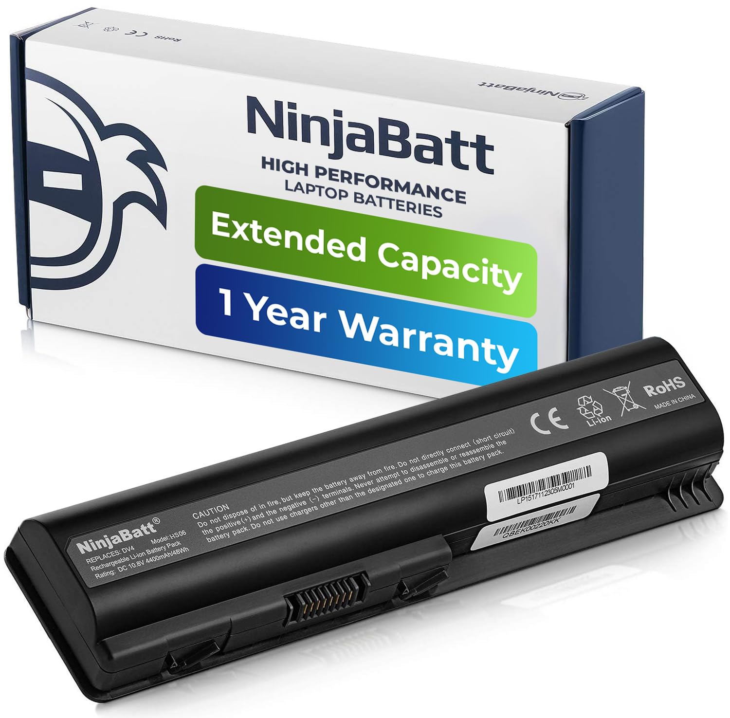 Ninjabatt Battery For Hp 484170 001 Dv4 G71 Cq60 G60 Dv5 484172 001 Hstnn Lb72 Dv6 1030Us Dv5 1235Dx 511884 001 G60 235Dx 482186 003 485041 002 G60 535Dx Dv4 1000 Hstnn Cb72 Dv6 [6 Cells/48Wh]
