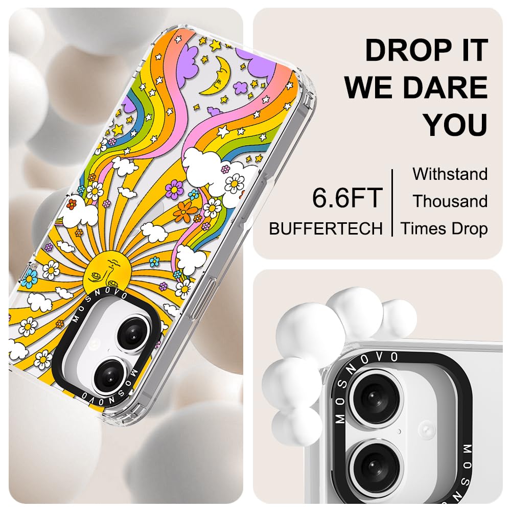 Mosnovo Case For Iphone 16, [Buffertech 6.6Ft Military Grade Drop Protection] [Anti Peel Off Tech] Clear Tpu Bumper Phone Case C