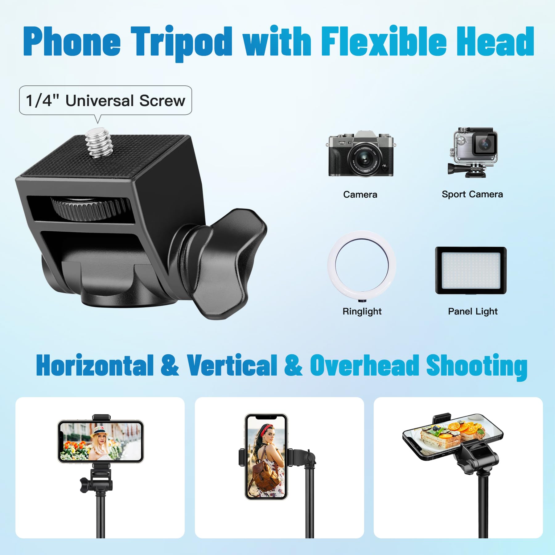 Phone Tripod, 70'' Tripod Stand For Phone & Camera, Phone Tripod Stand With Remote And Phone Holder, Cell Phone Tripod For Recor