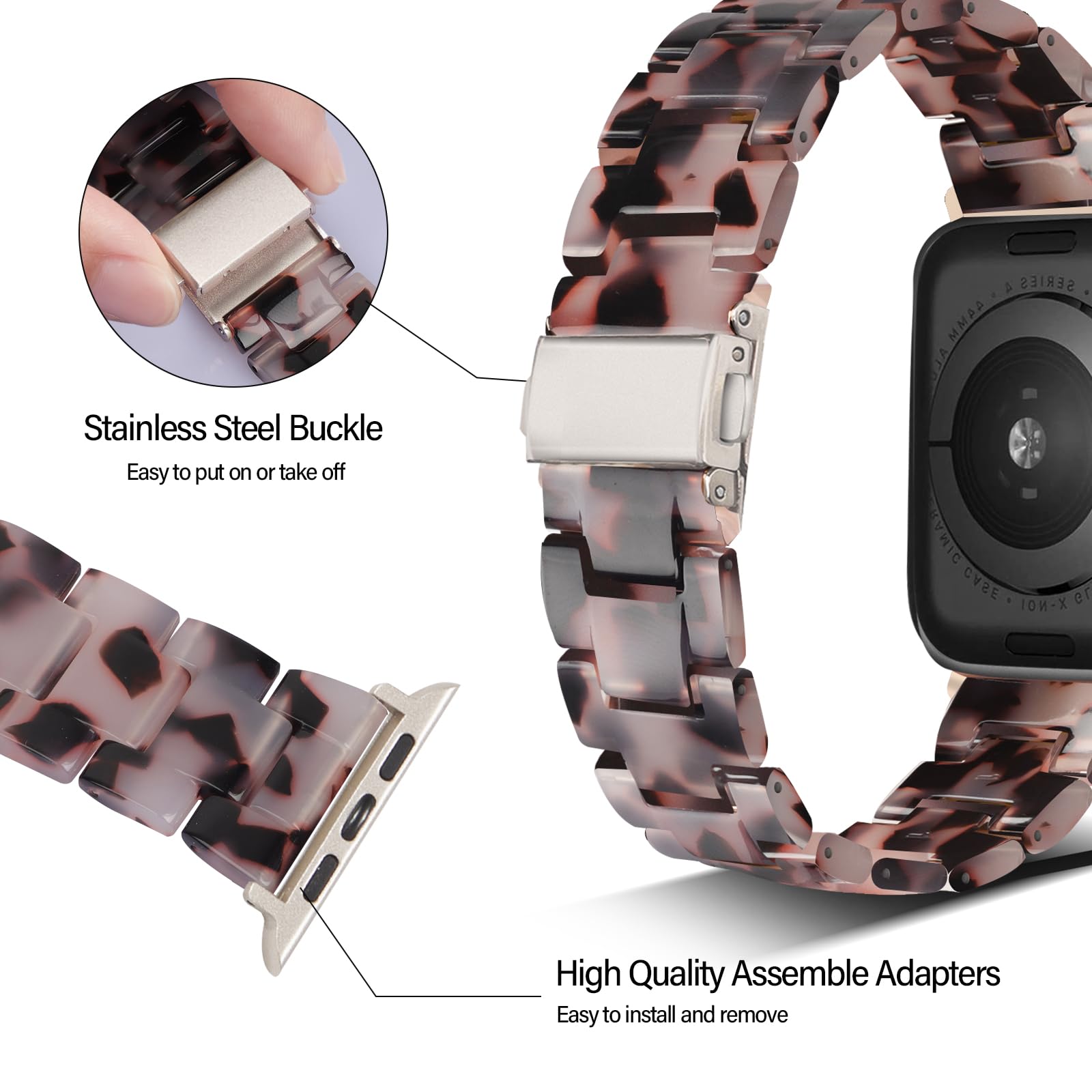 Hopo Kompatibel Mit Apple Watch Band 38 Mm, 40 Mm, 42 Mm, 44 Mm, Ersatz Fr Iwatch Serie 5/4/3/2/1/Se, Modische Rotgoldene Edelst