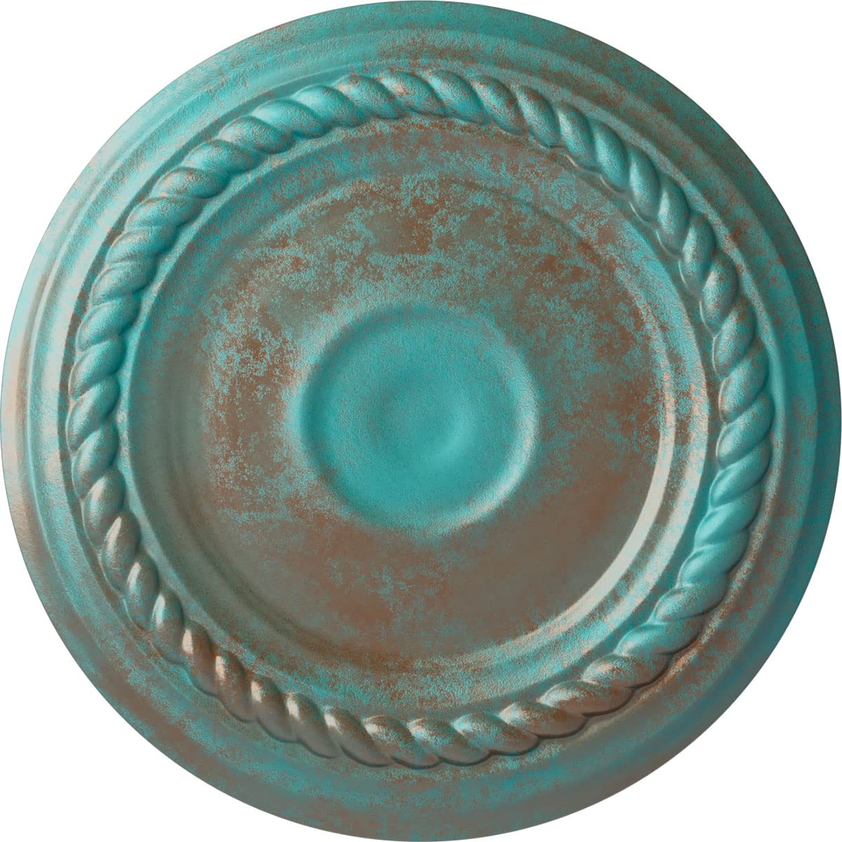 Ekena Millwork Small Alexandria Hand-Painted Ceiling Medallion, Copper Green Patina