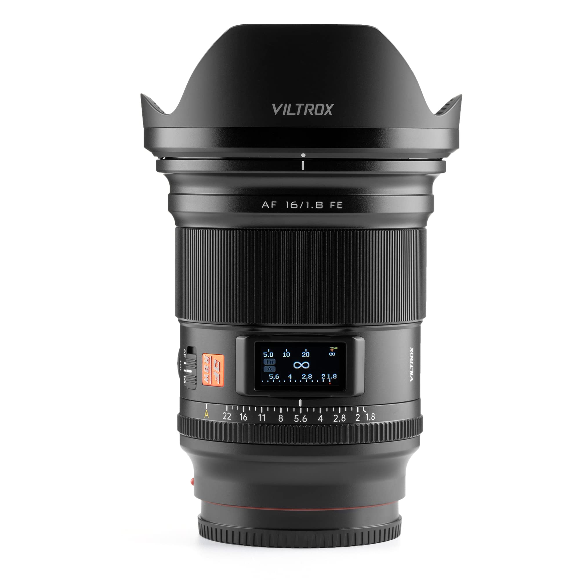 Viltrox Af 16Mm F/1.8 Fe Full Frame Lens For Sony E, Autofocus Lens With Built In Lcd Screen, Large Aperture For Sony E Mount A7