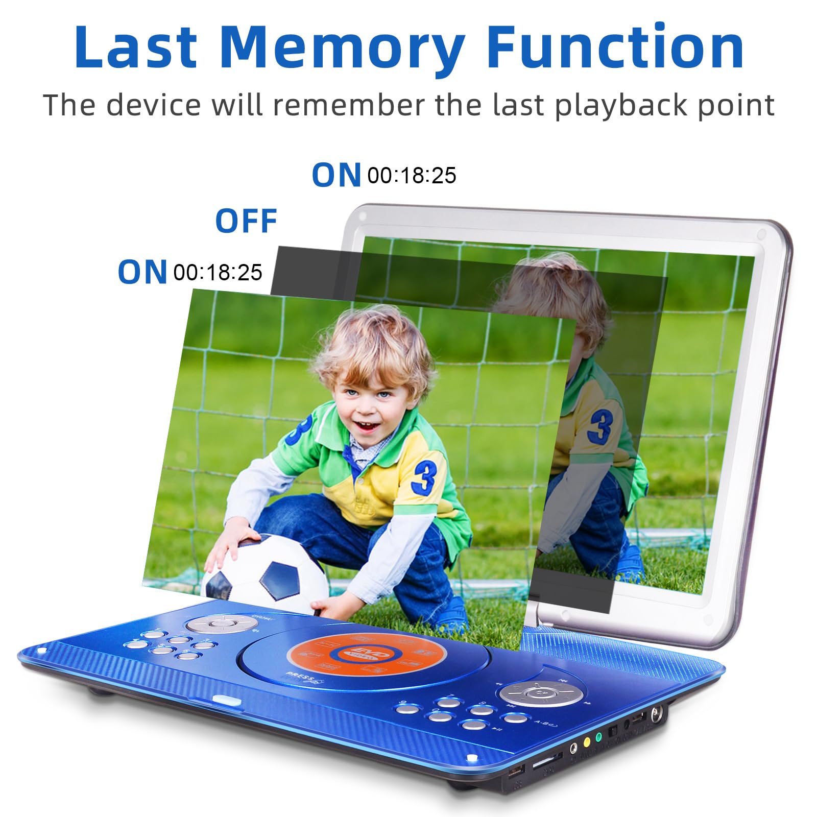 16.9'' Portable Mobile Dvd Player With 14.1'' Large Swivel Screen With 6 Hrs Rechargeable Battery For Kids, Sync Tv, Support Usb
