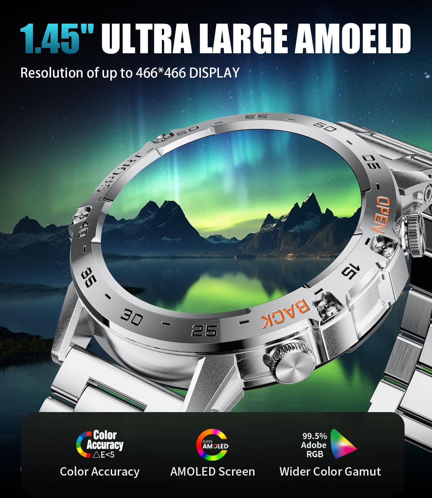 Military Smart Watch For Men(Answer/Dial Calls),1.43 ' ' Amoled/100 Sports Modes, 5Atm Waterproof Fitness Watch With Heart Rate/