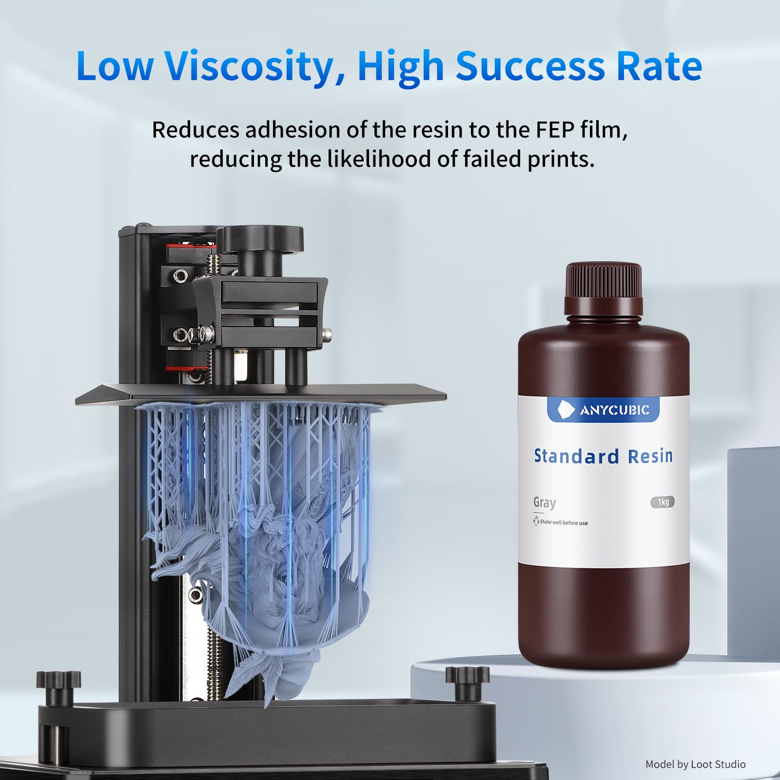 Anycubic 3D Printer Resin, 405Nm Sla Uv Curing Resin With High Precision And Quick Curing & Excellent Fluidity For Lcd 3D Printi