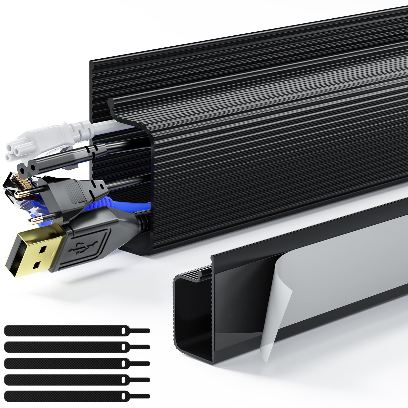 Delamu 2 Pack Safe & Tidy Cable Management Solution   Protect Kids & Pets With Home & Office Cable Management Under Desk,Cable O