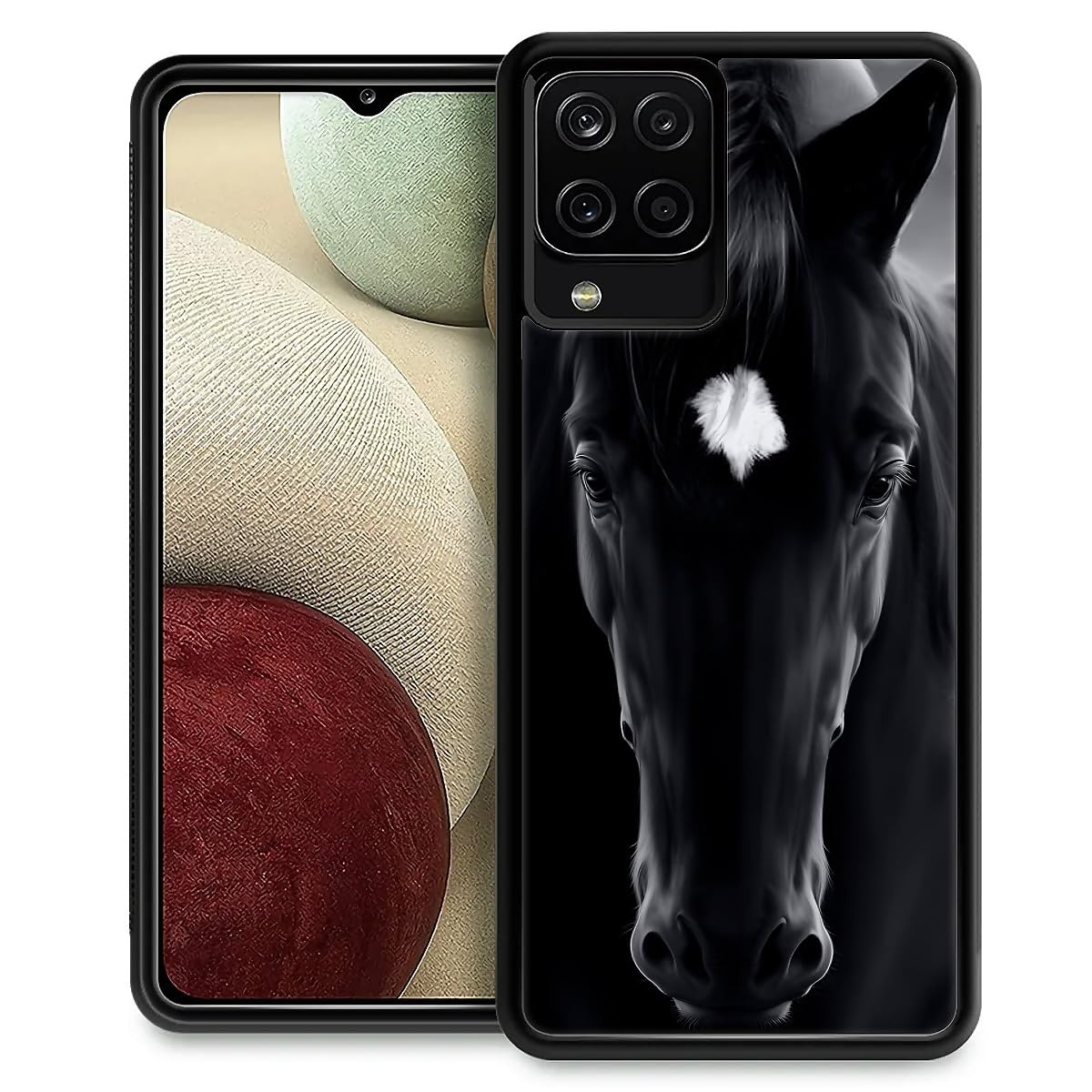 Fkbrcl4U For Samsung Galaxy A42 5G Case, Cool Black Horse Face Pattern Graphic Design Girl Boy Soft Silicone Hard Acrylic Shock 