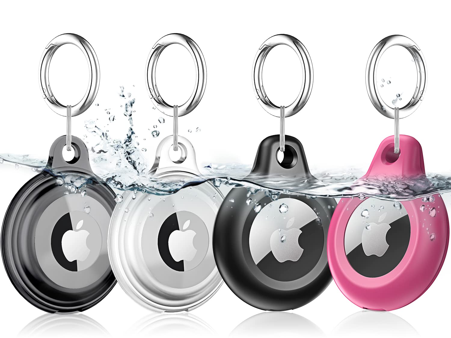 4 Pack Airtag Keychain For Apple Air Tag Holder Ipx8 Waterproof Military Grade Drop Shockproof Protective Cover Case Scratch Res