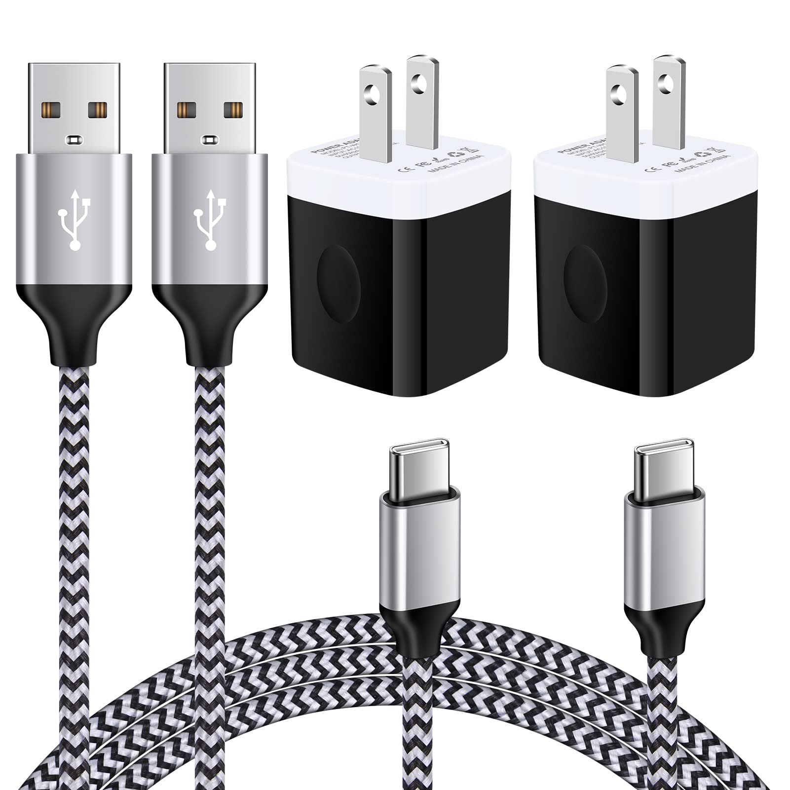 Type C Charger Fast Charging Block 5V/1A Wall Charger Box Plug Cube Brick With C Charger Cable 3Ft Usb Type C Cable Cord For Sam