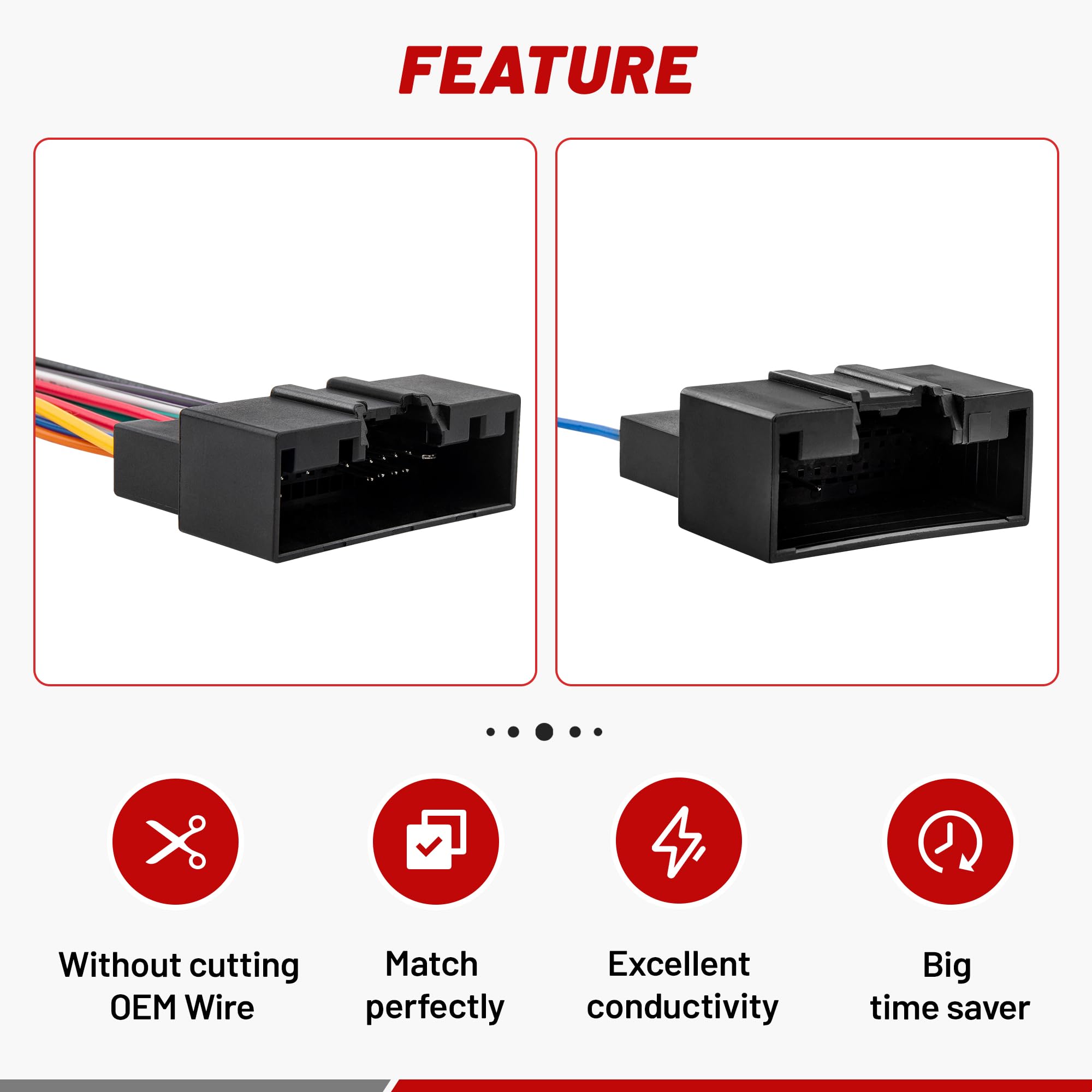 Red Wolf Car Stereo Wiring Harness Compatible With Ford Transit 2014 2019, 2013 2018 Ford Fiesta, 2013 2017 Ford Focus Install Aftermarket Radio Cable Adapter For Amp System