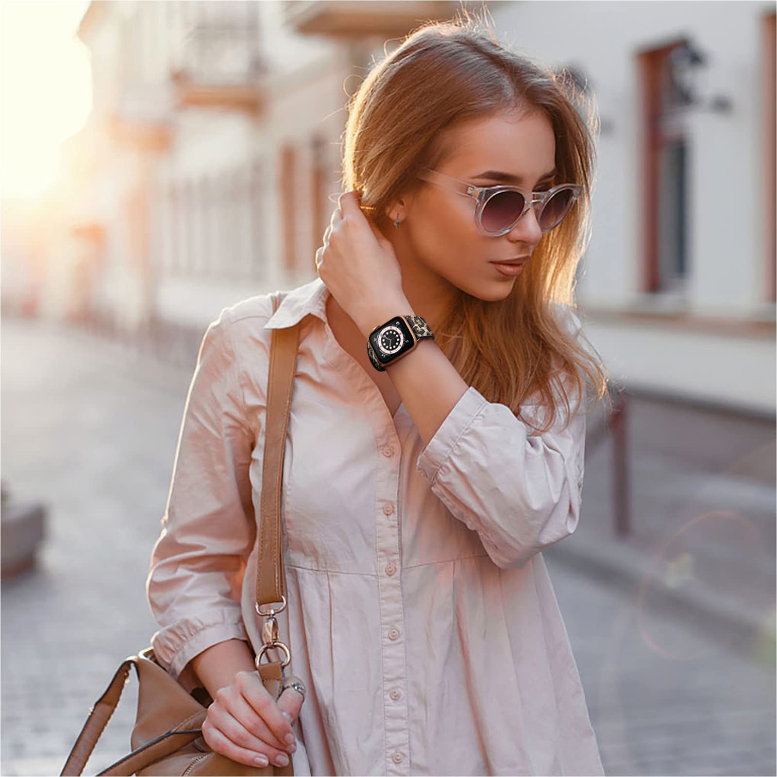 Ouheng Compatible With Apple Watch Band 41Mm 40Mm 38Mm 49Mm 45Mm 44Mm 42Mm, Genuine Leather Bands Replacement Strap For Iwatch S