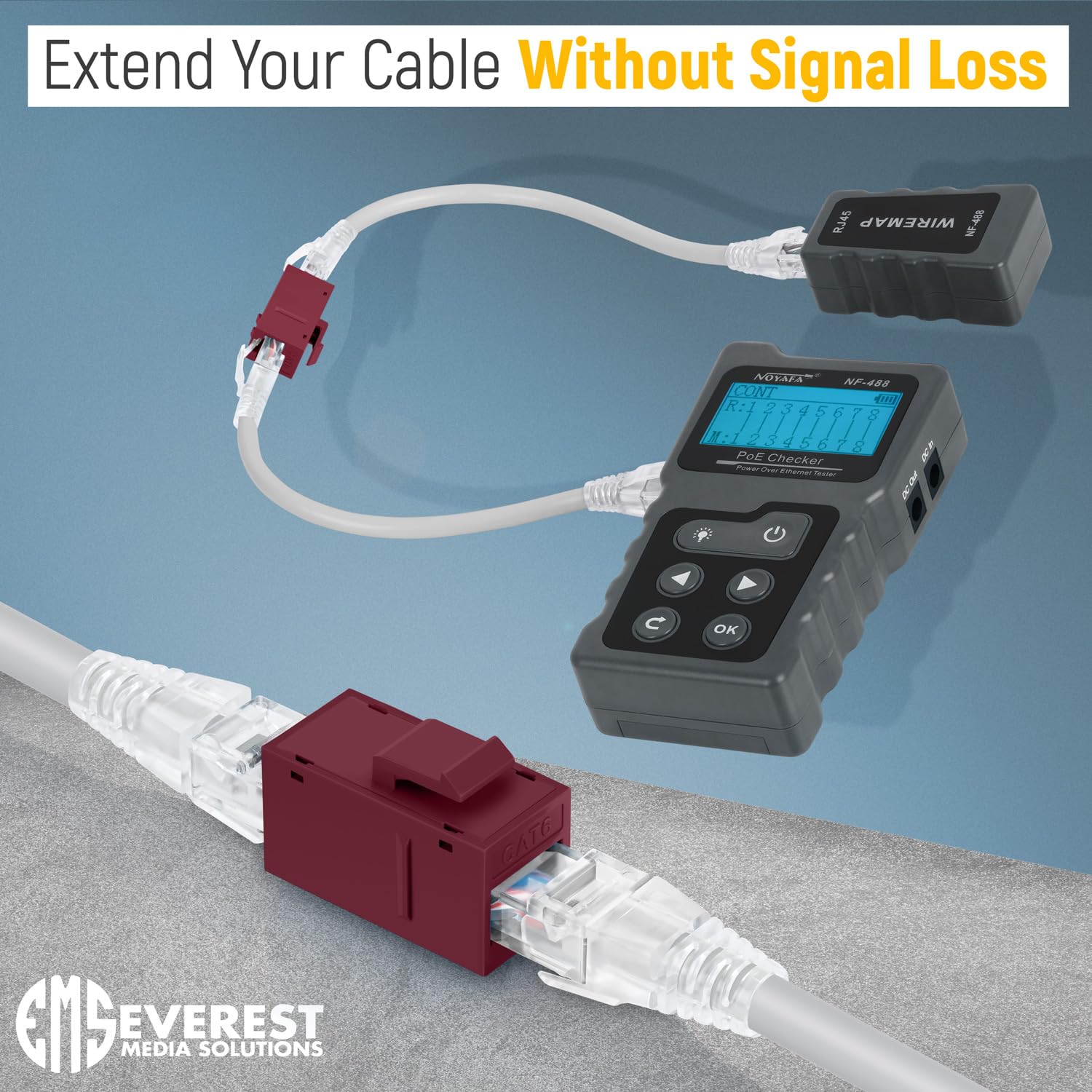 Everest Media Solutions Rj45 Cat6 Keystone Coupler In Red   6 Pack   Female To Female Ethernet Keystone Jack For Standard Wall P