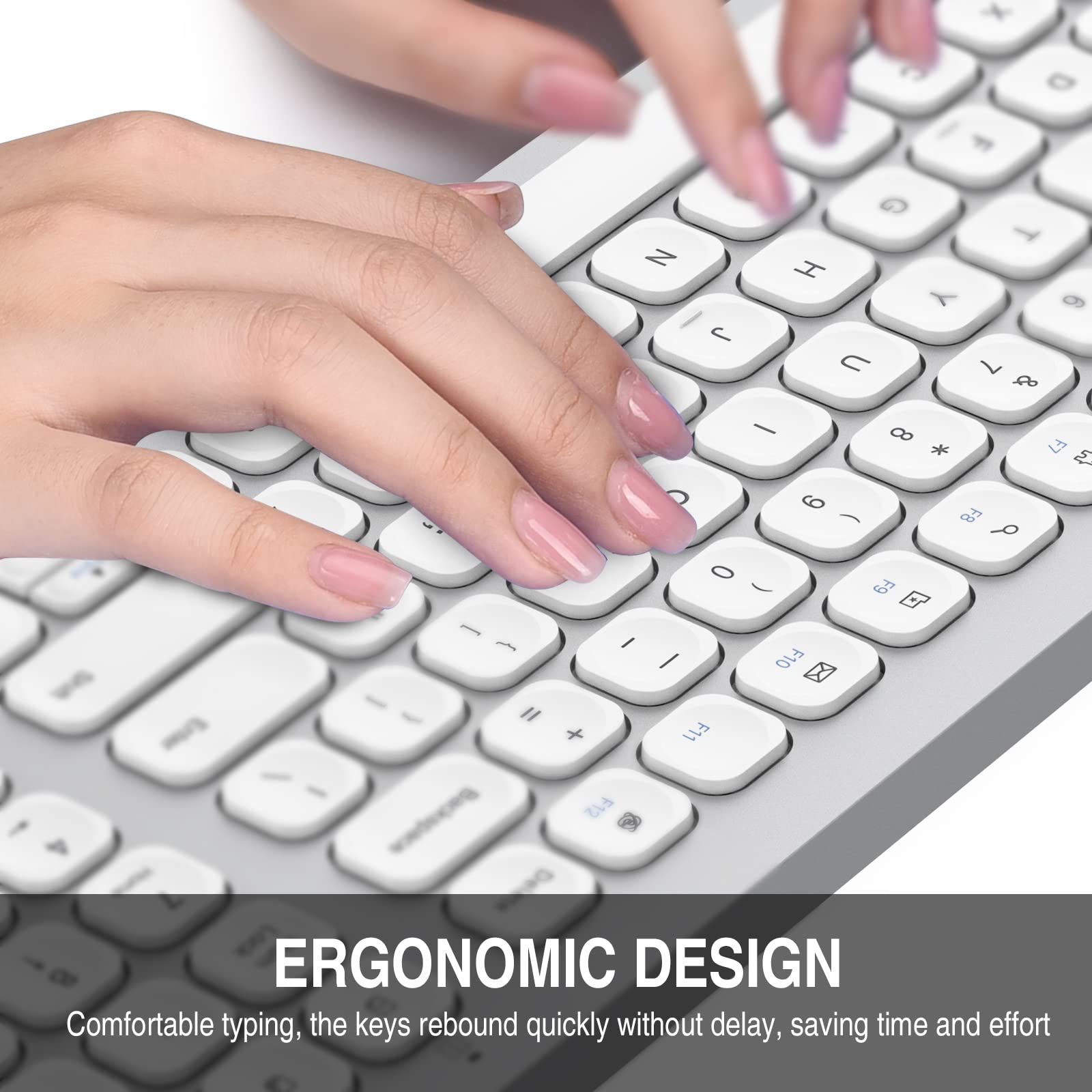 Cimetech Wireless Keyboard And Mouse Combo, Compact Full Size Wireless Keyboard And Mouse Set Less Noise Keys 2.4G Ultra Thin Sl