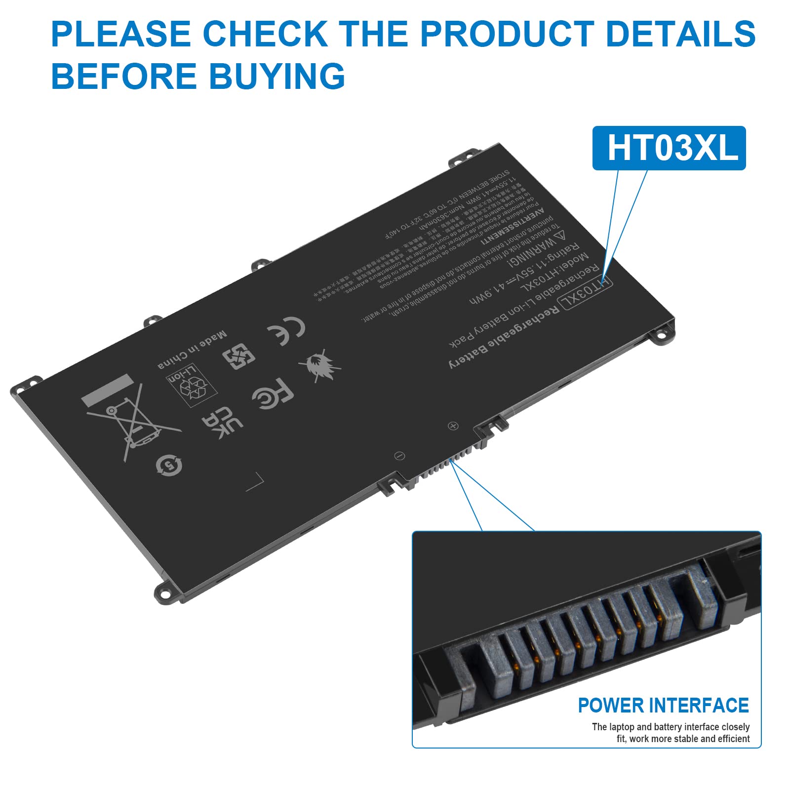 Futurebatt Ht03Xl L11119 855 Laptop Battery For Hp 240 245 250 255 G7 340 348 G5 Hp Pavilion 14 Ce 14 Cf 14 Df 15 Cs 15 Cw 15 Cu